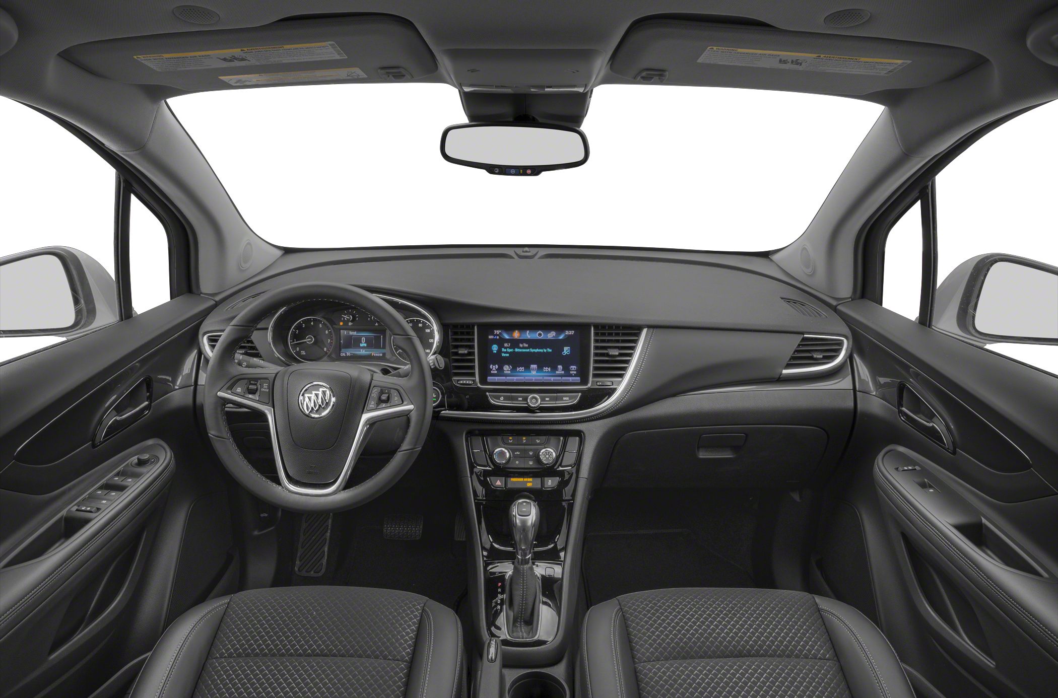 Buick Encore interior dashboard, steering wheel, and center console layout