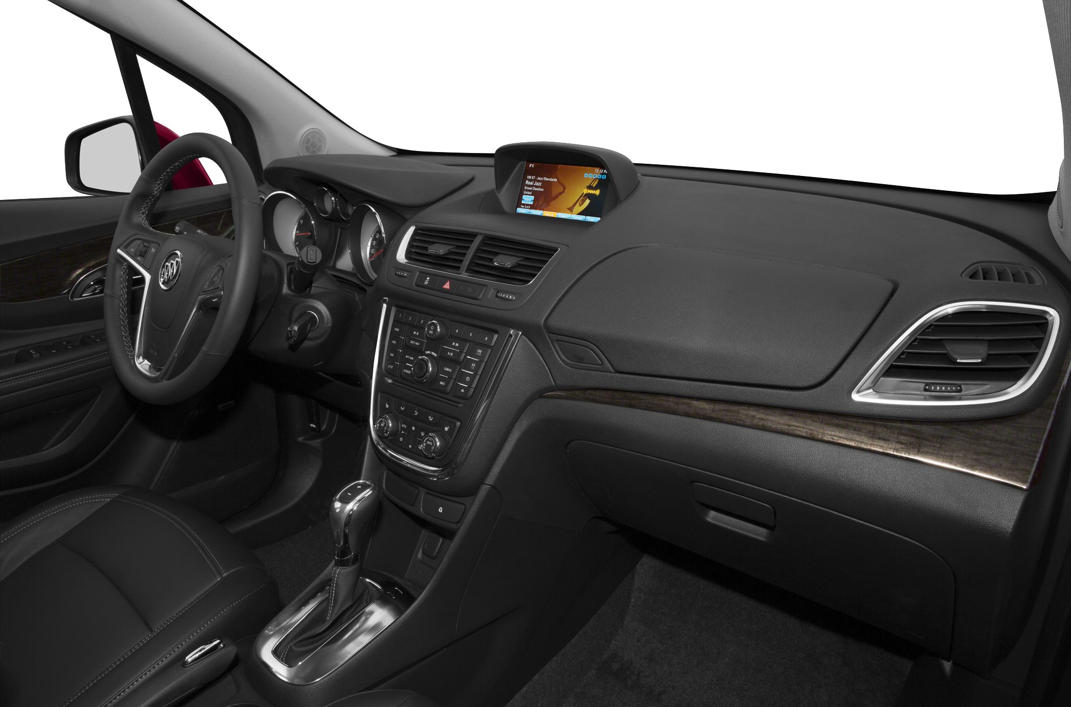 Dashboard with infotainment screen and center console with gear shift