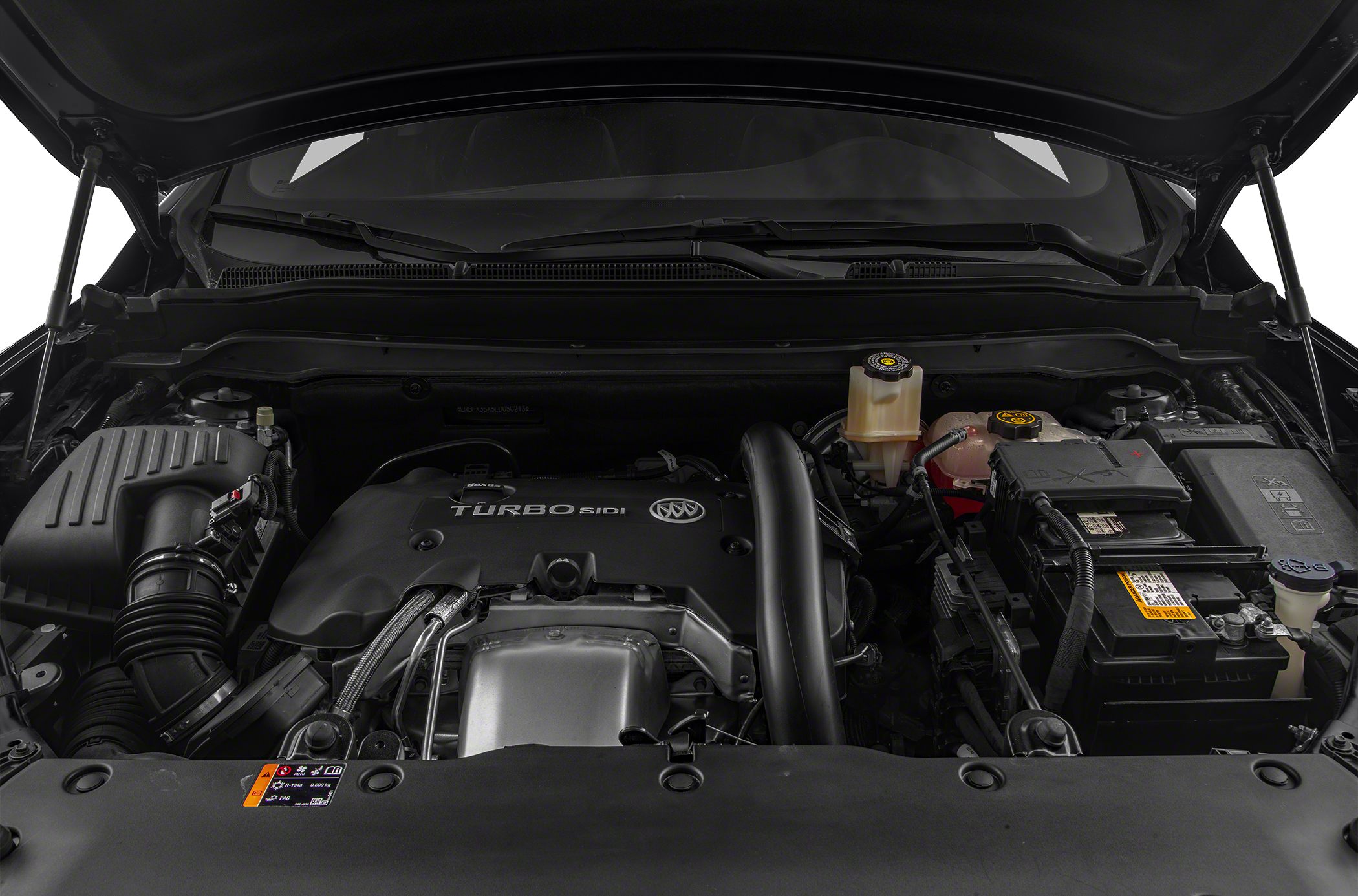 Turbocharged SIDI engine with detailed components in open hood