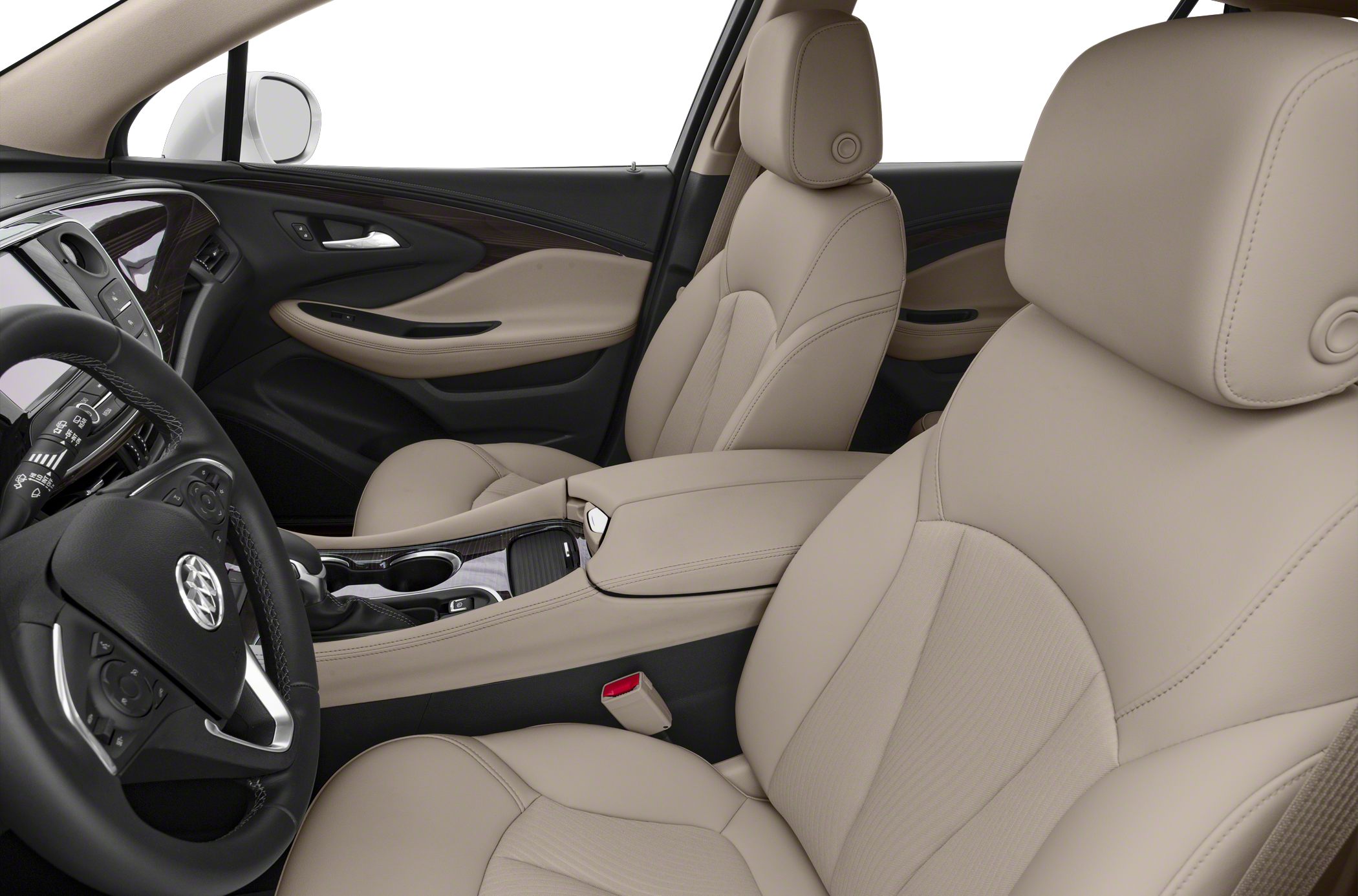 Leather front seats and modern dashboard interior view