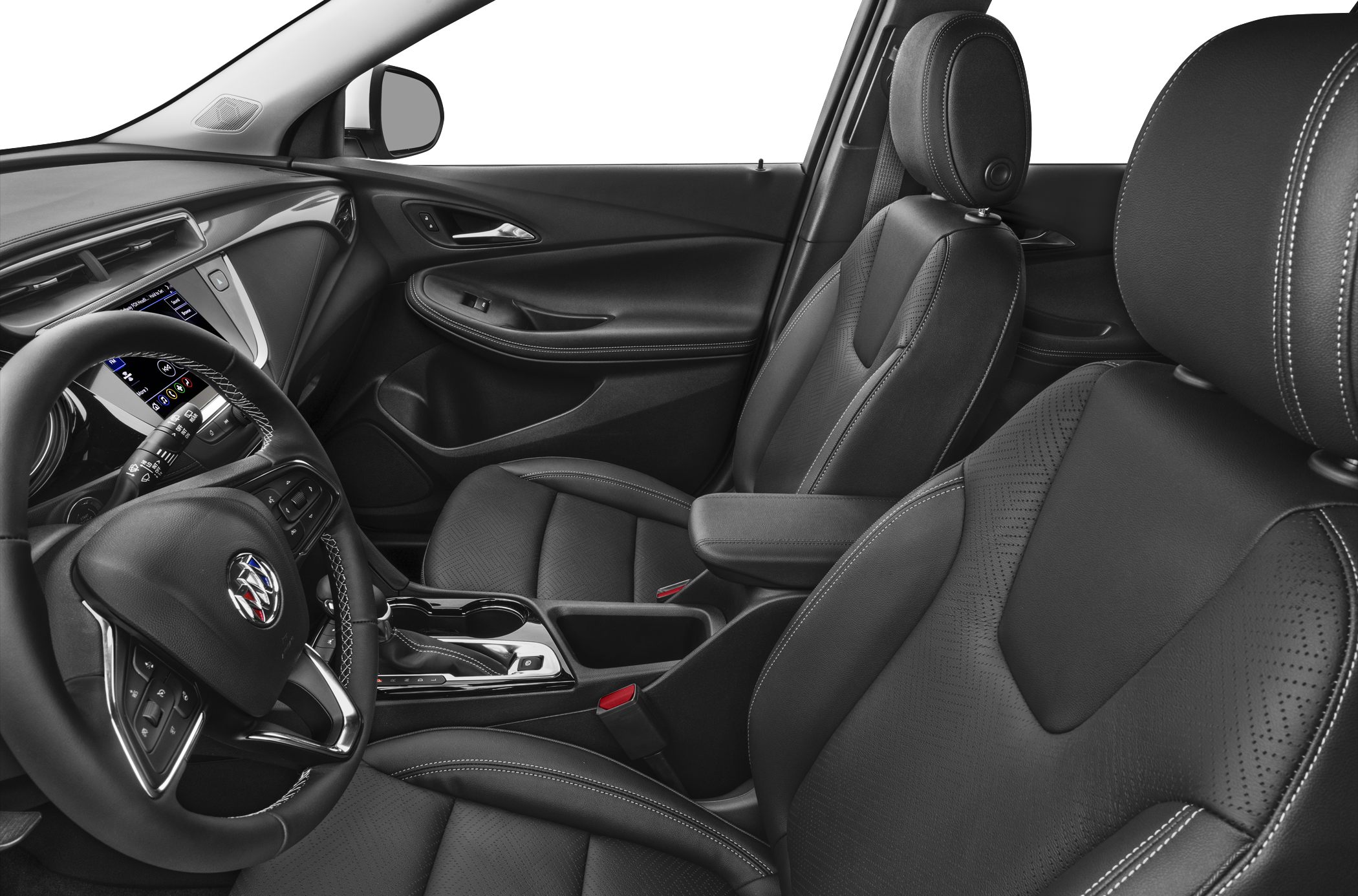 Black leather front seats with advanced dashboard interior