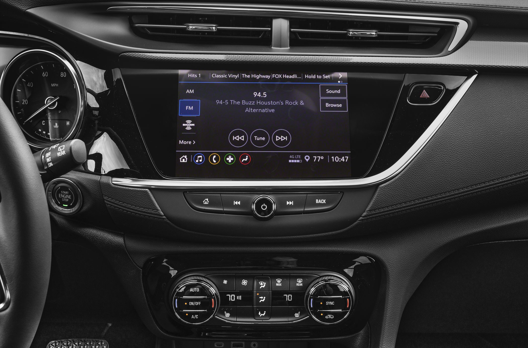 Touchscreen infotainment and dual-zone climate control system