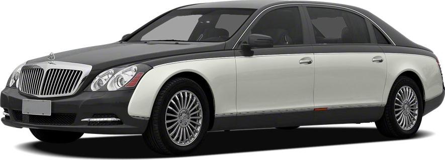 Luxury two-tone Maybach 57 S sedan front-side view with distinctive grille and alloy wheels