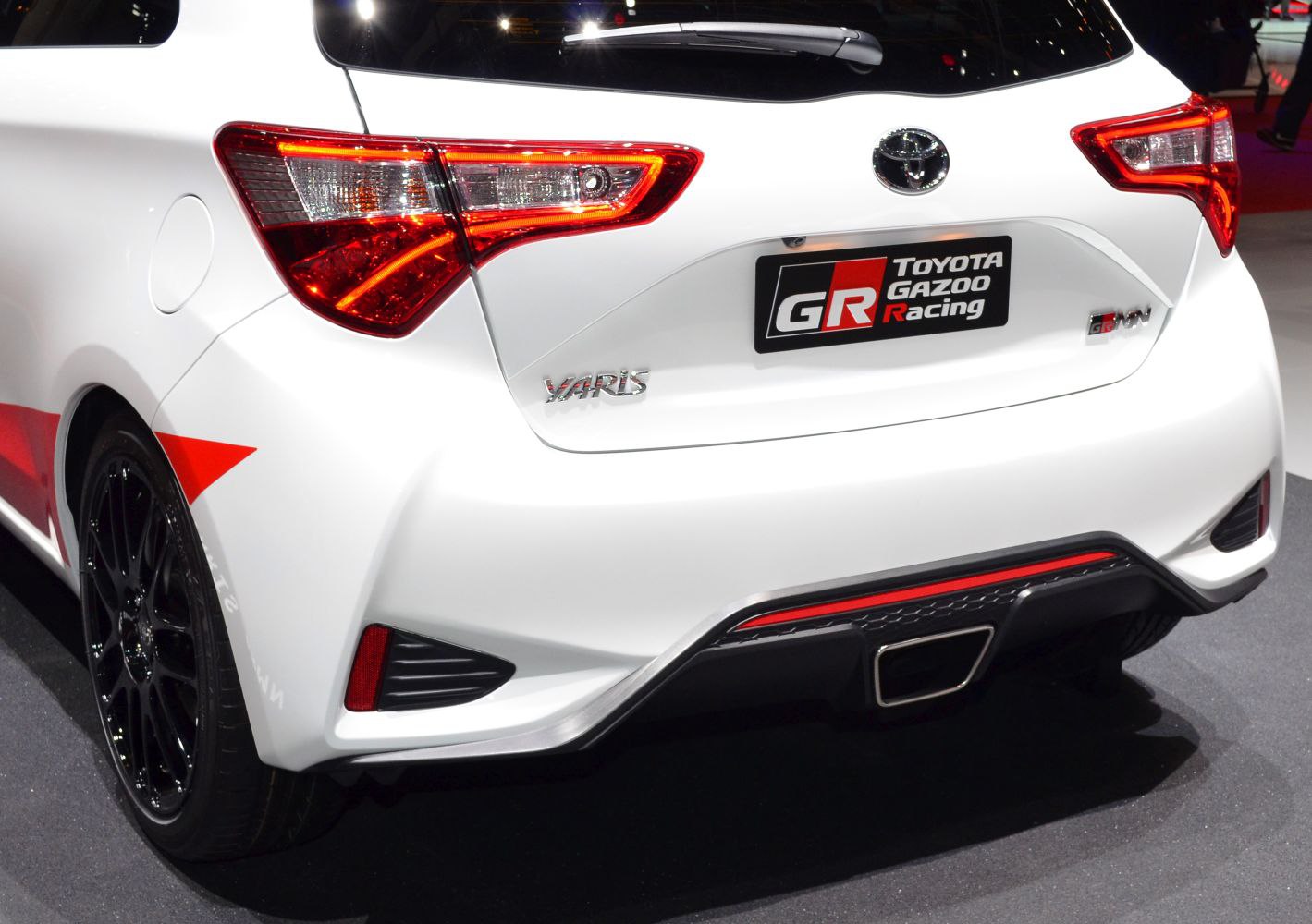Rear view with LED taillights and GR badge on hatchback