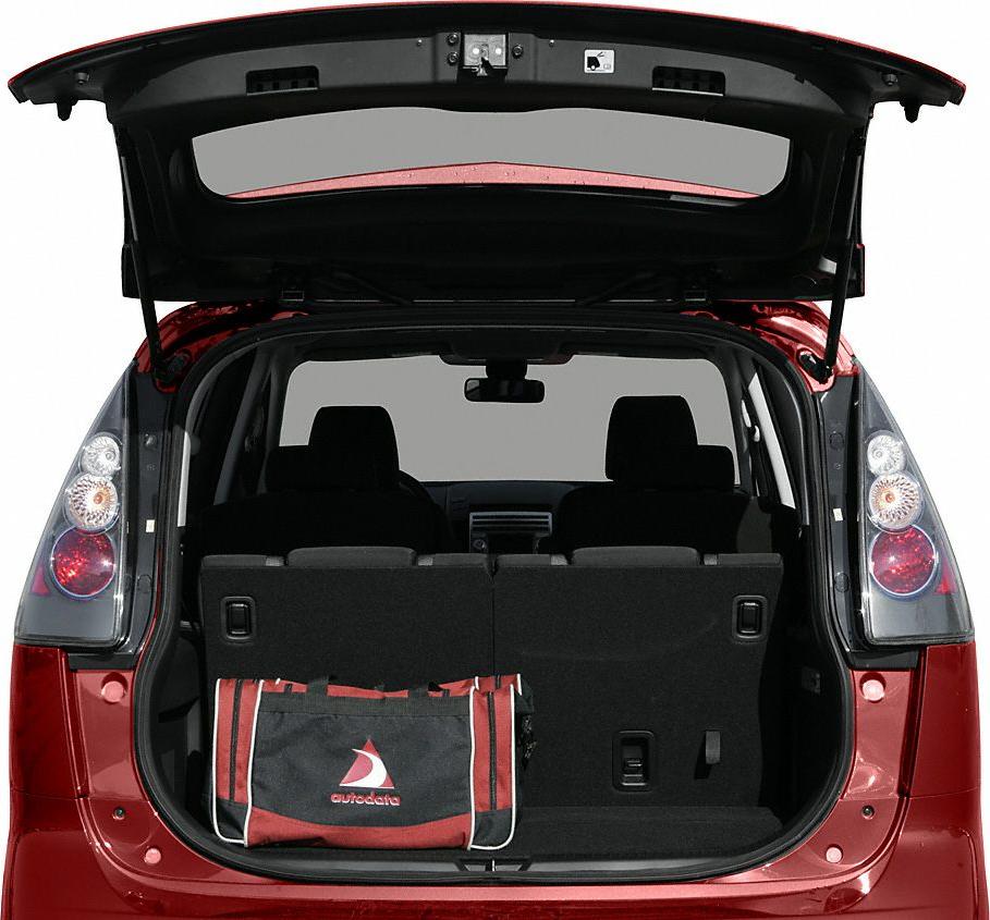 Open hatchback trunk with rear seats and cargo space