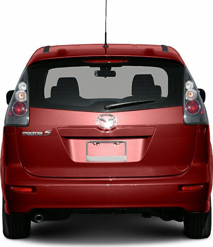 Rear view of compact MPV hatchback with prominent taillights and rear windshield wiper