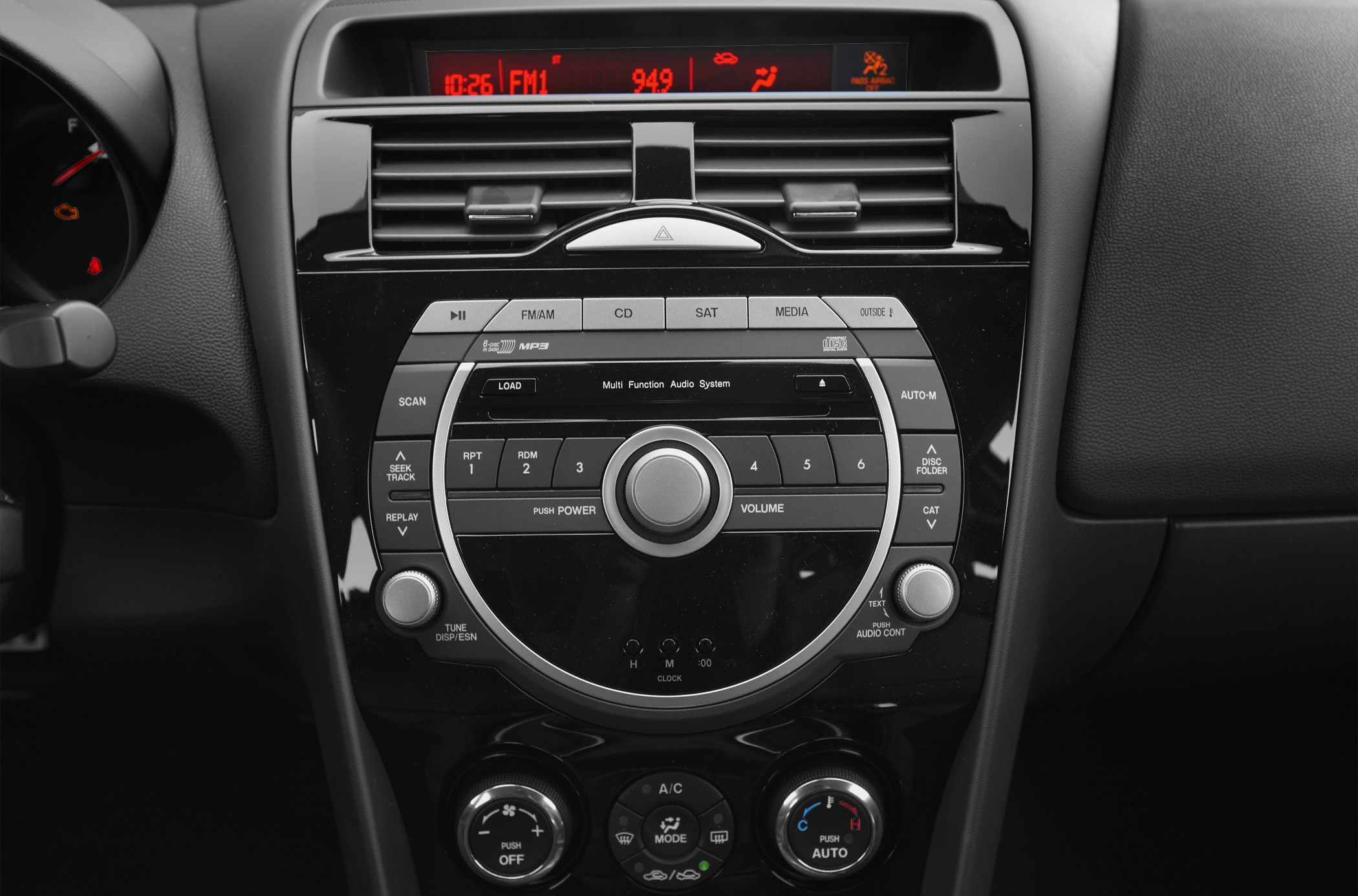 Multifunction car audio system and climate controls in center console