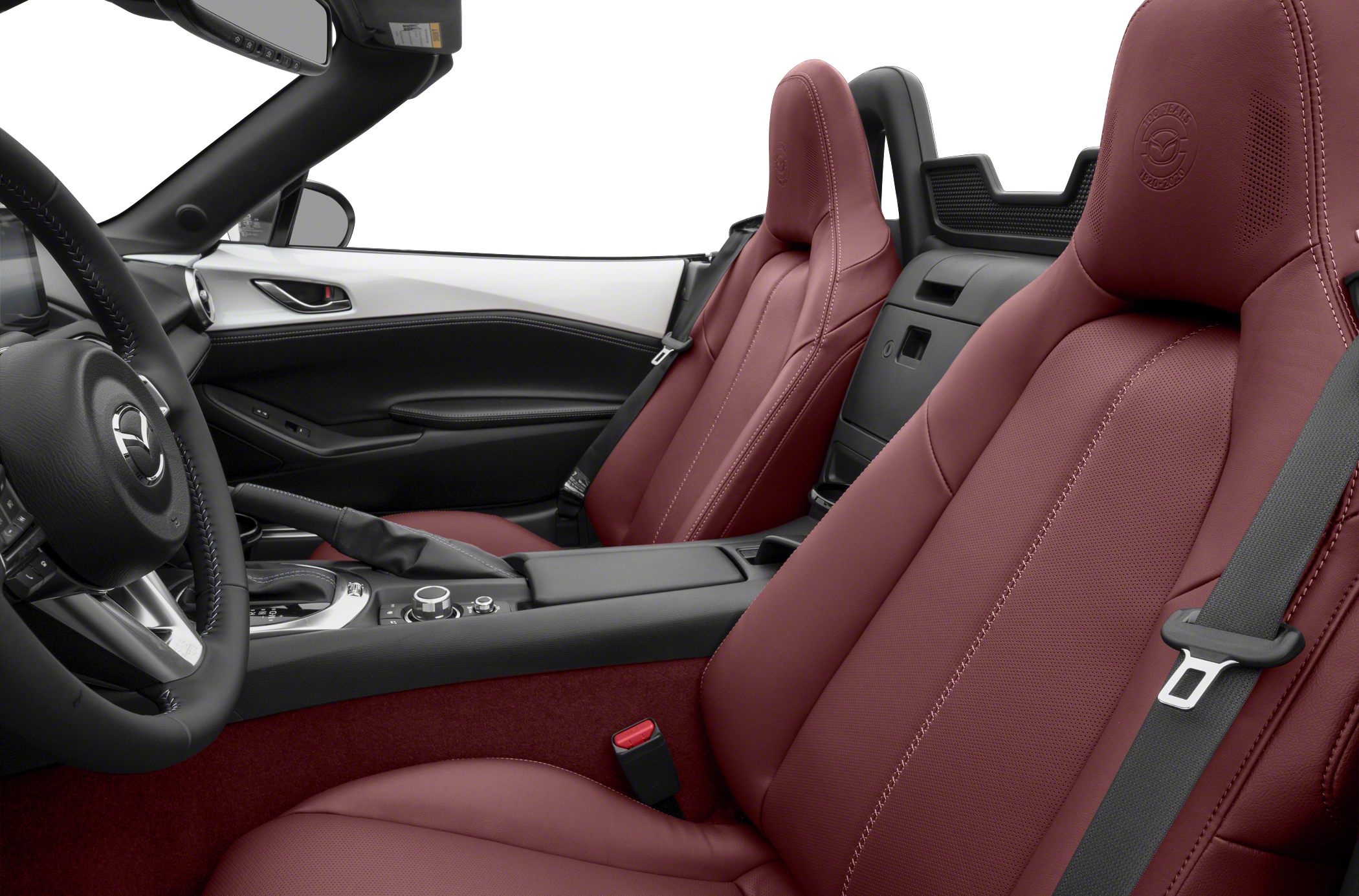 Red leather seats and modern convertible interior design