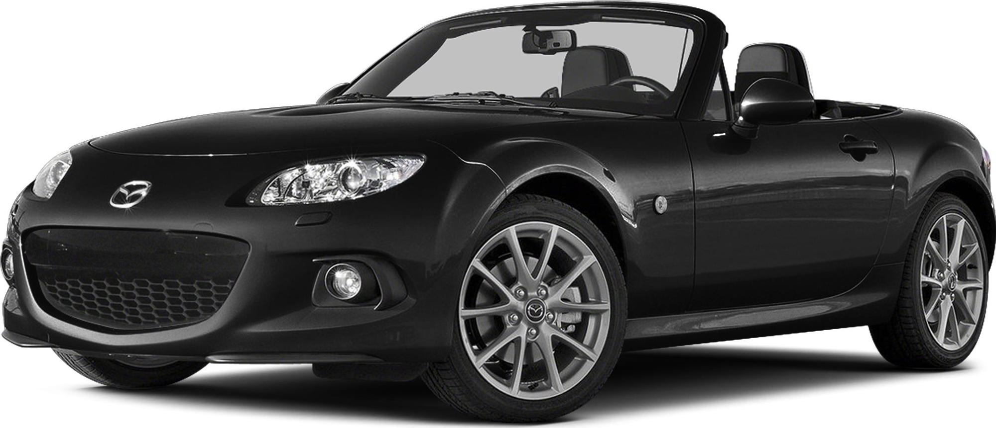Front and side view of a sleek black hardtop convertible with alloy wheels.