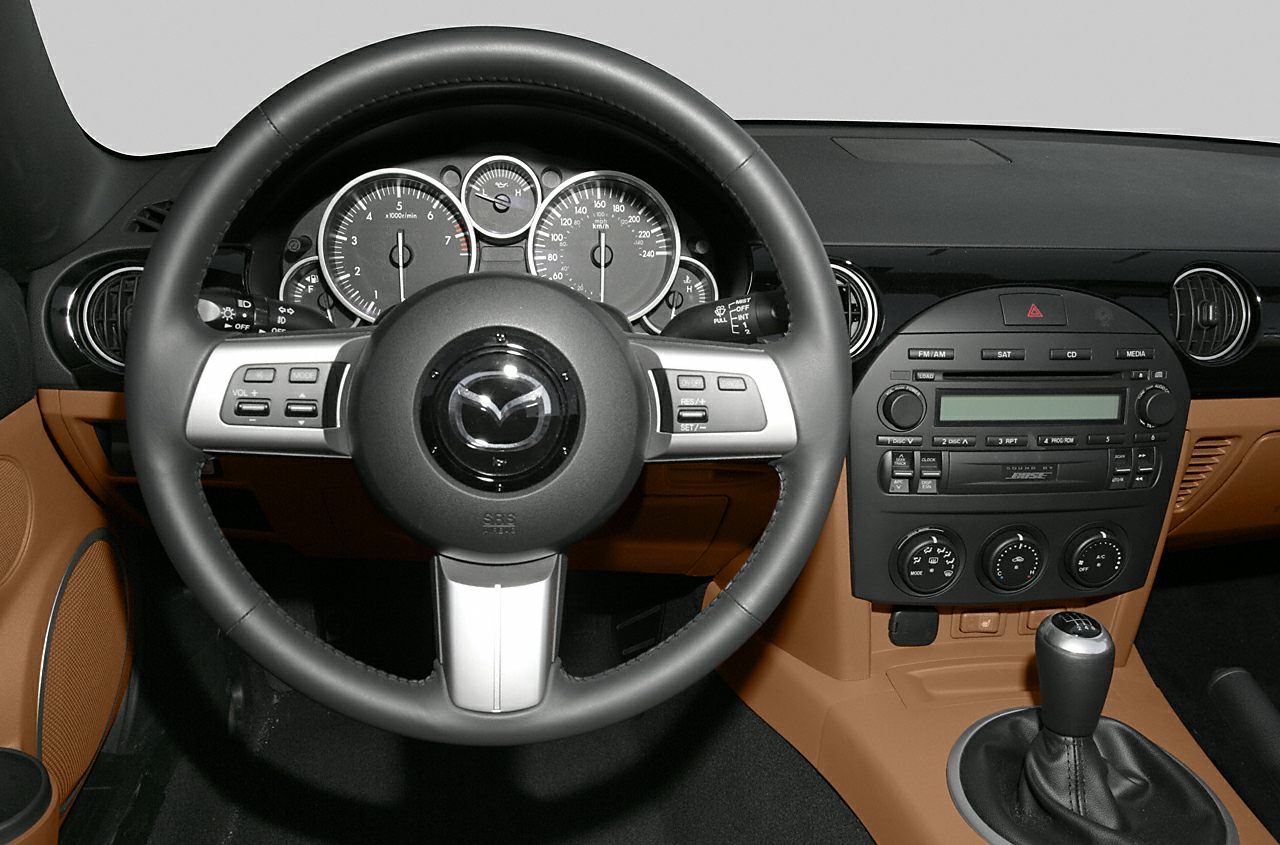 Steering wheel, instrument cluster, center console with manual gear shift