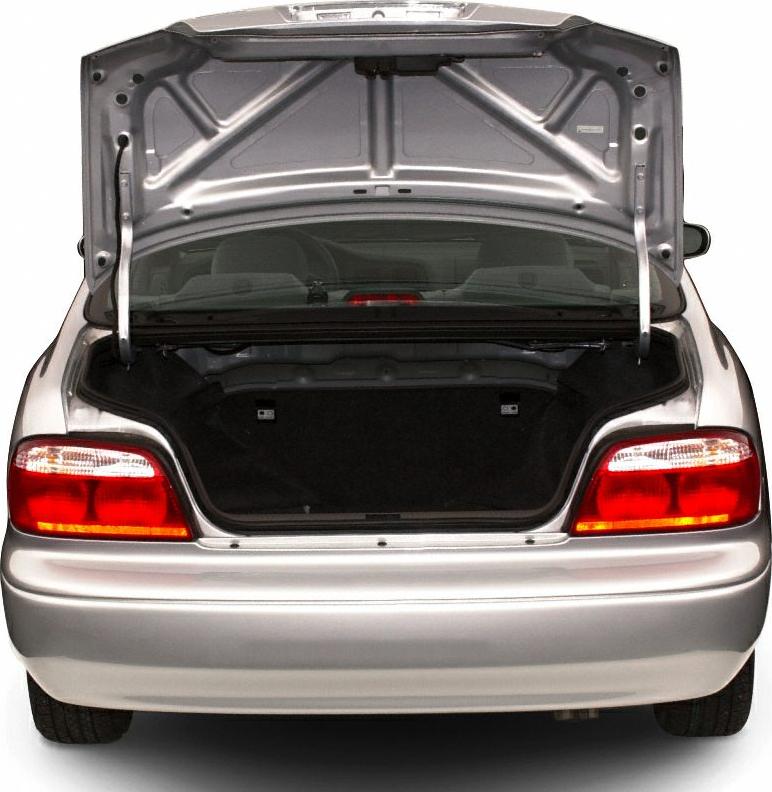 Open trunk with red tail lights and silver bumper visible