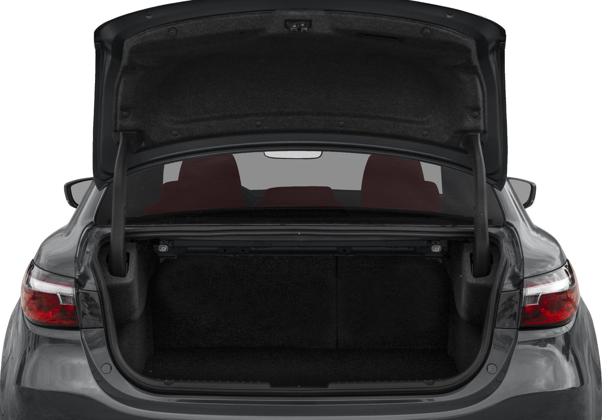 Open spacious trunk with rear seat visibility in modern sedan
