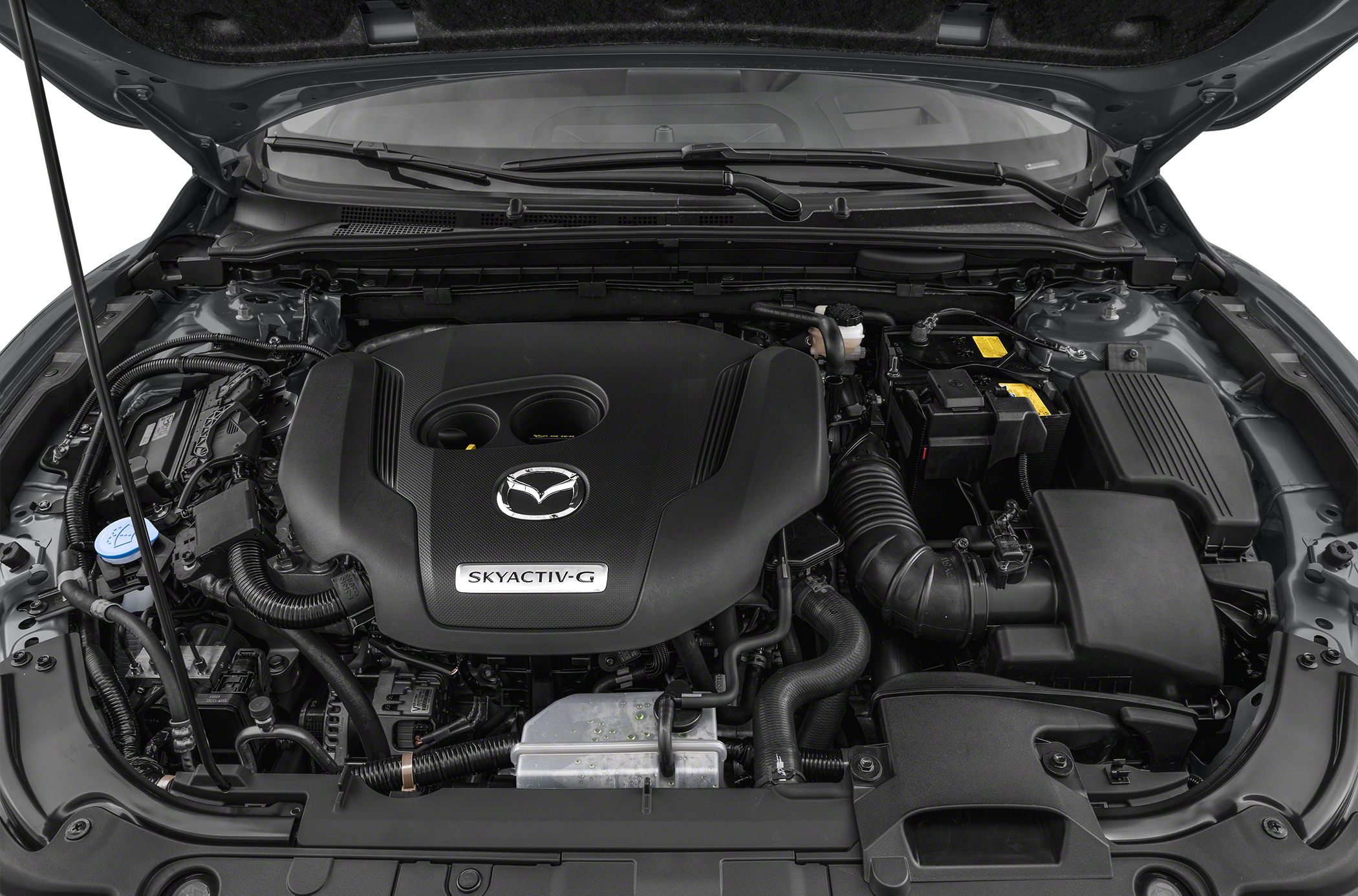 Engine bay with SKYACTIV-G engine and component layout