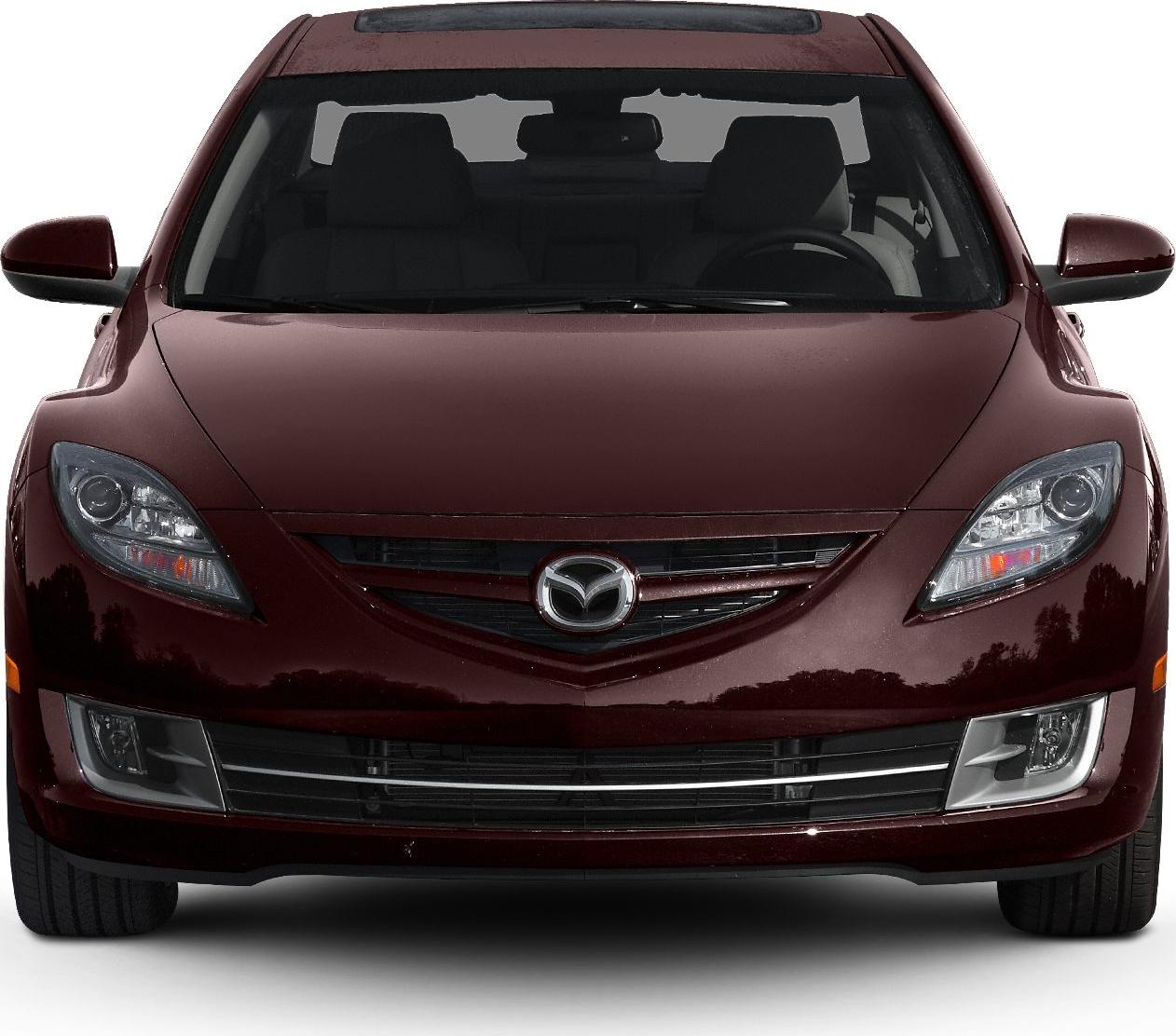 Front view of a car with sleek headlights and grille