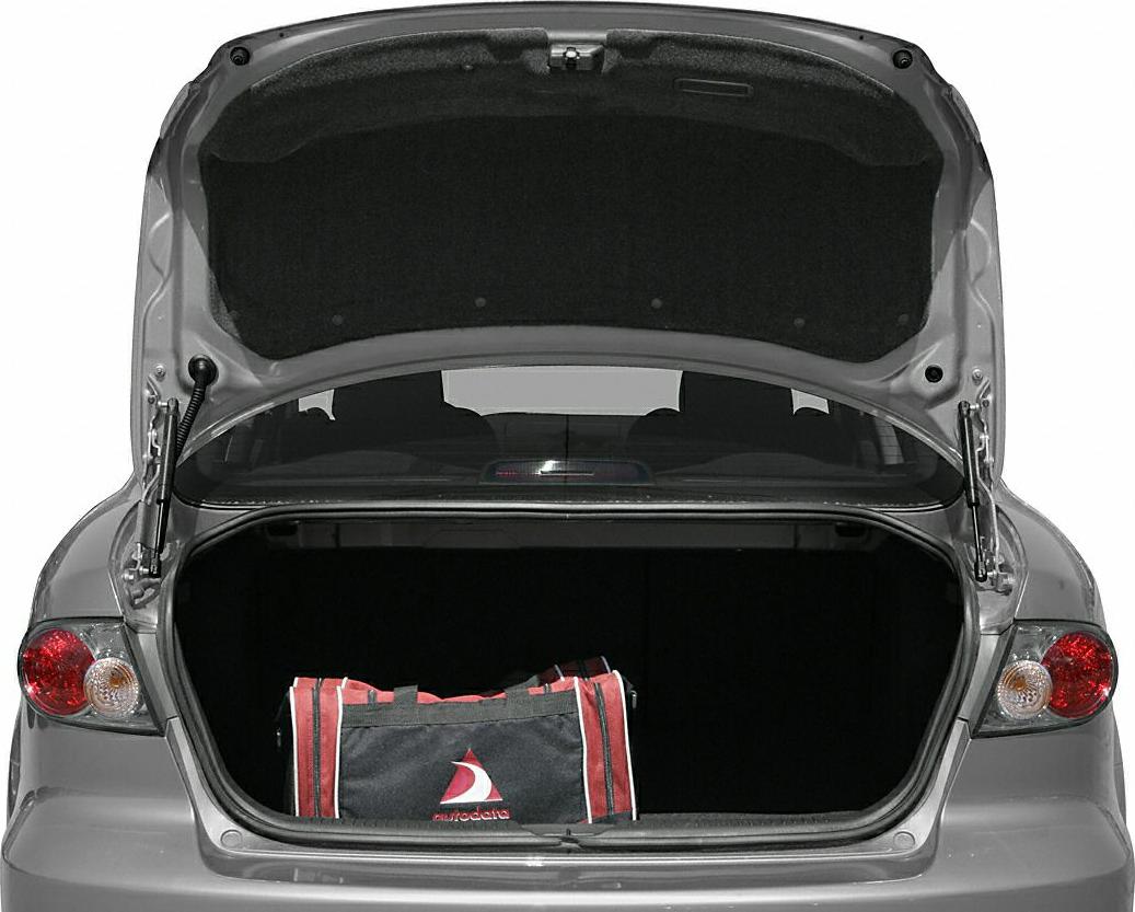 Open trunk with visible cargo space and luggage bag