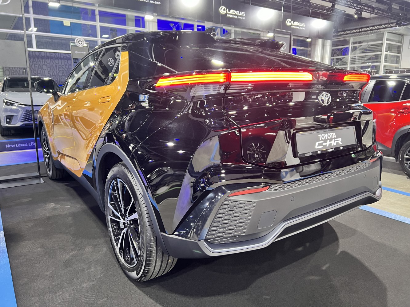 LED tail lights and alloy wheels on a two-tone compact SUV rear