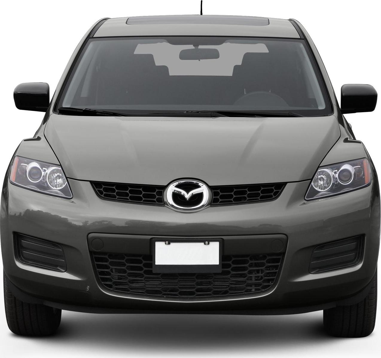 Front view with headlights, grille, hood design