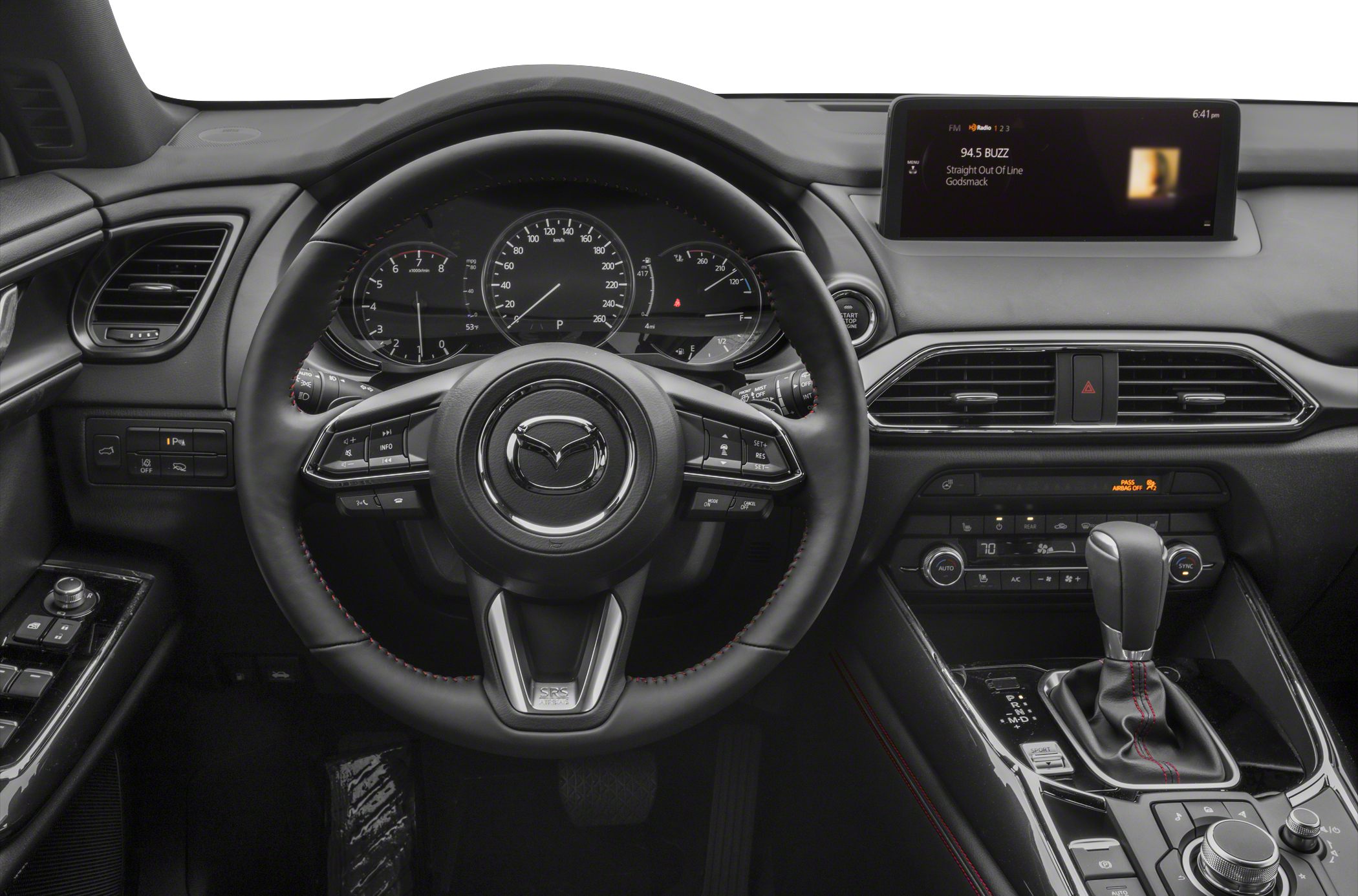 Modern dashboard with digital instrument cluster and multifunction steering wheel