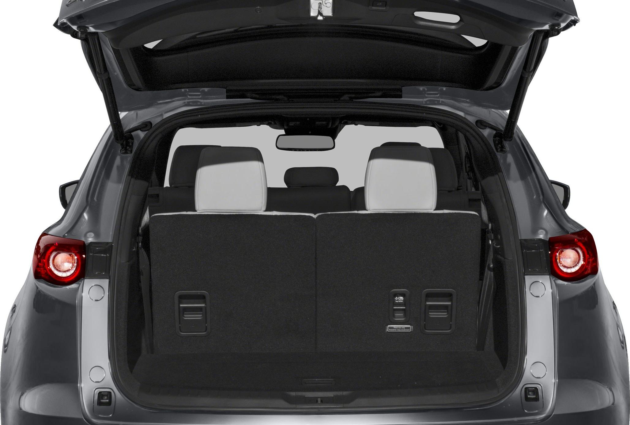 Rear cargo area with split-folding rear seats and rear hatch open