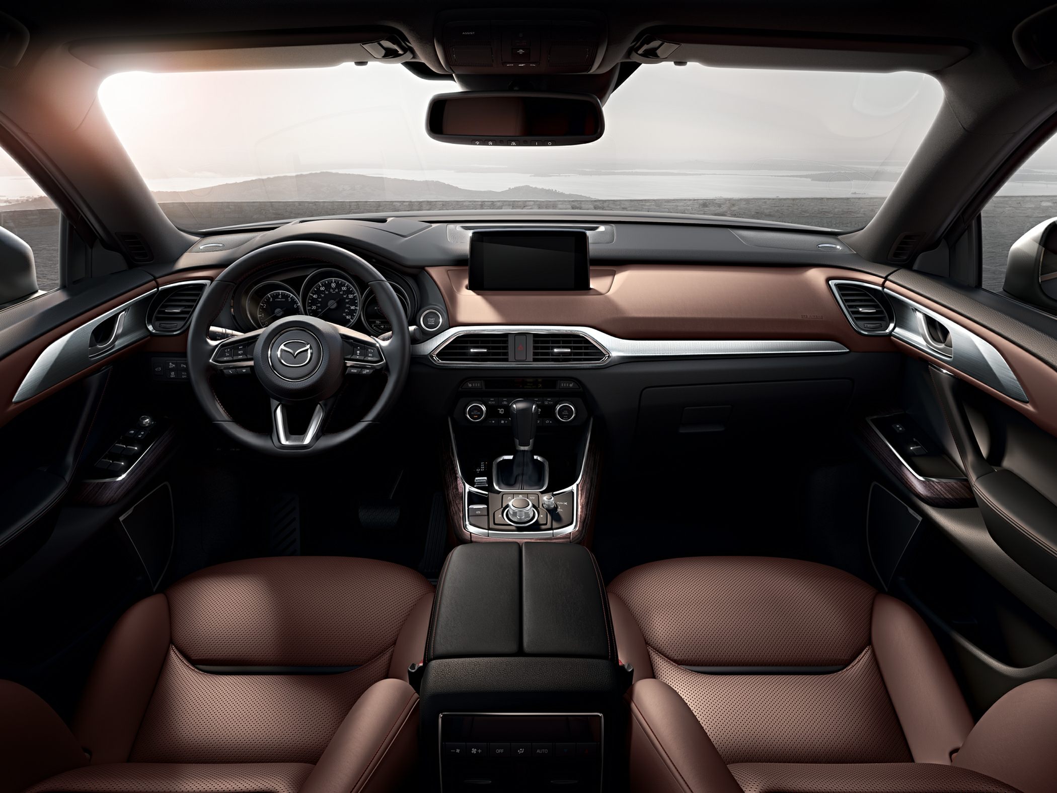 Luxury interior with leather seats and modern dashboard layout