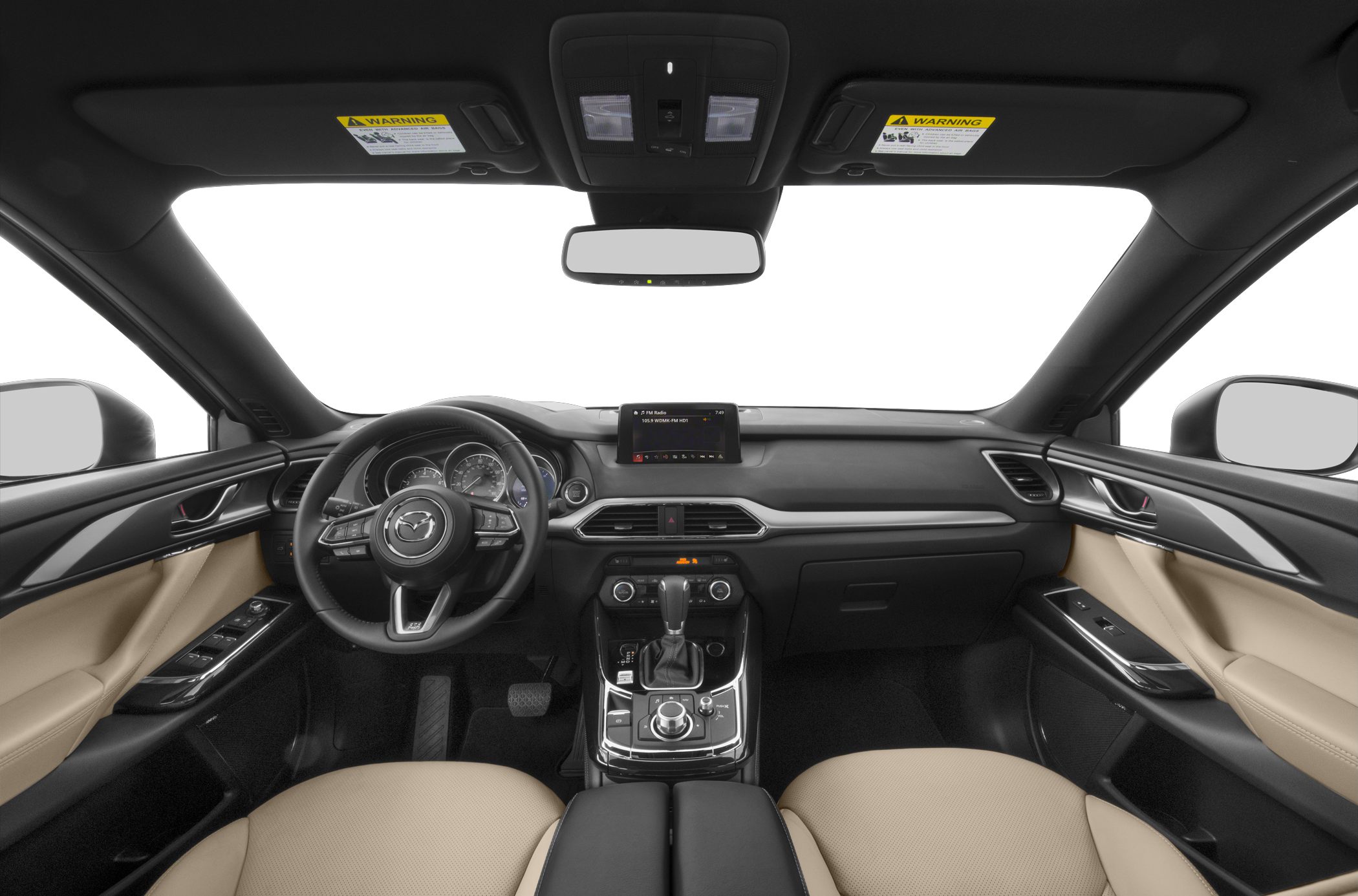 Dashboard with multimedia display and steering wheel with integrated controls