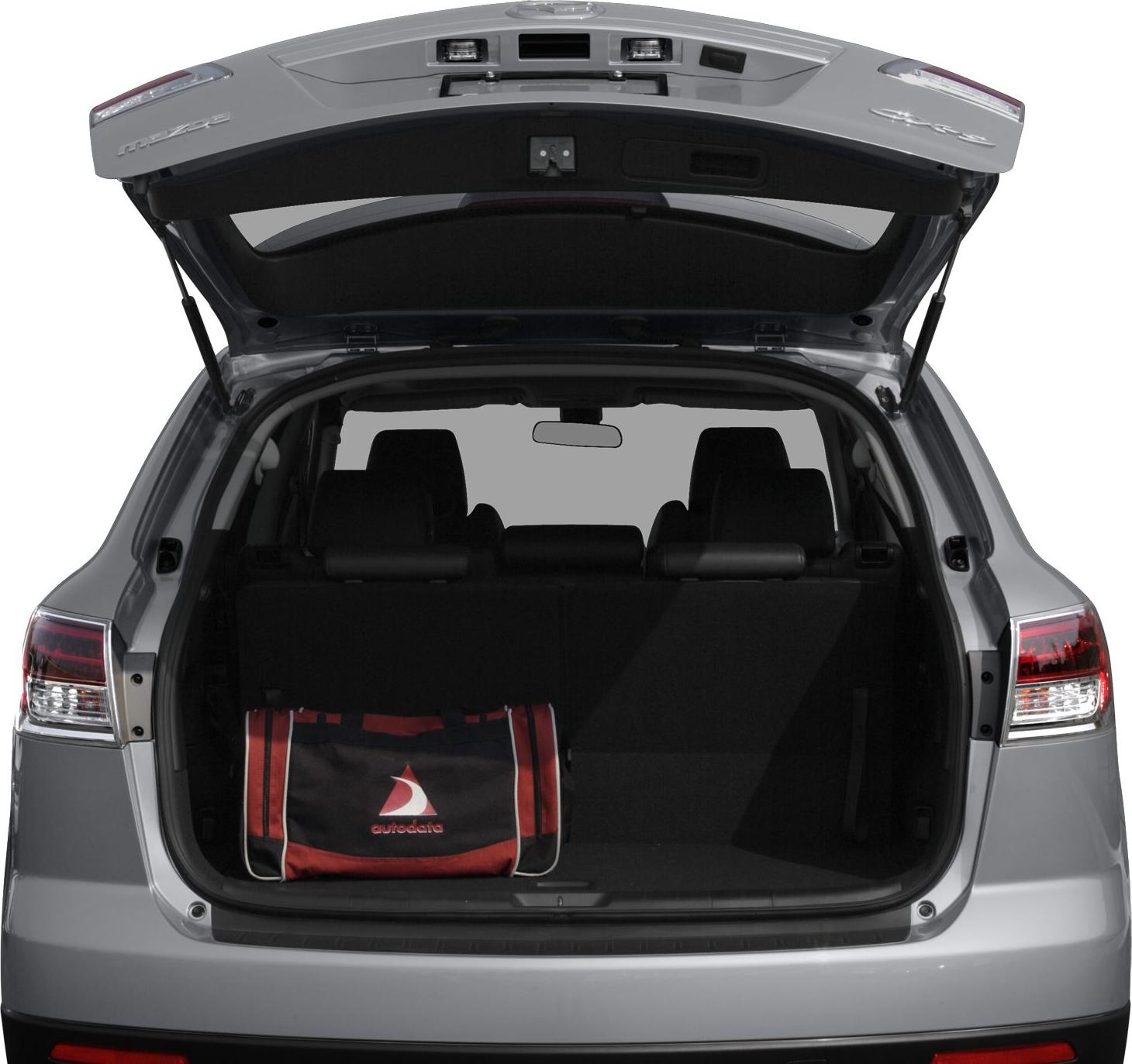 Spacious open rear cargo area with a bag inside