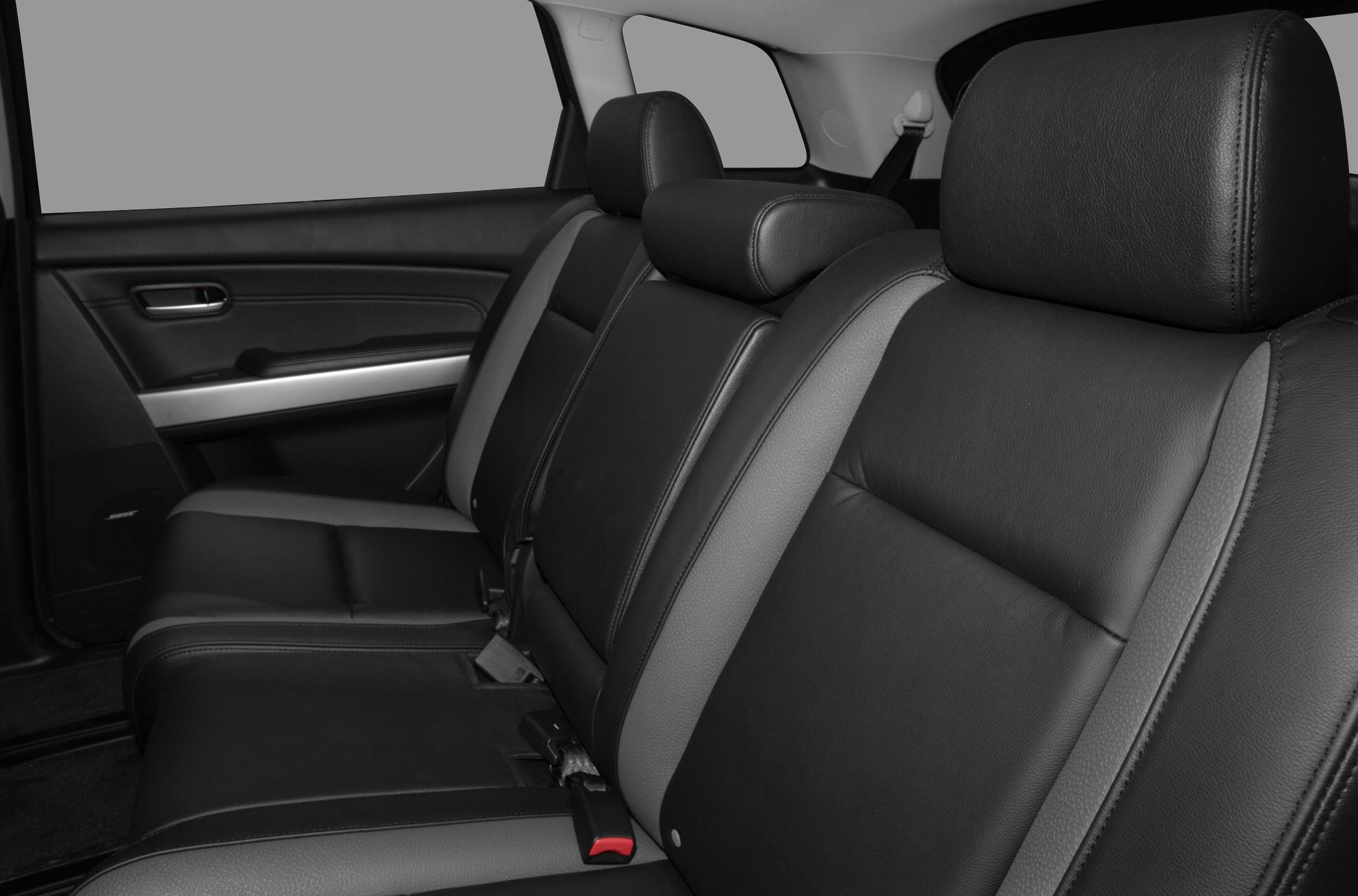 Rear seat with black leather upholstery and spacious design