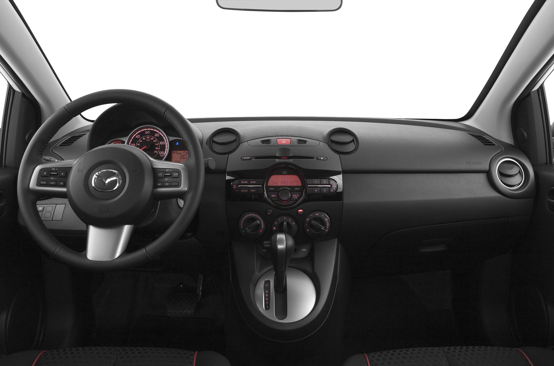 Dashboard layout and multifunction steering wheel with gear shift