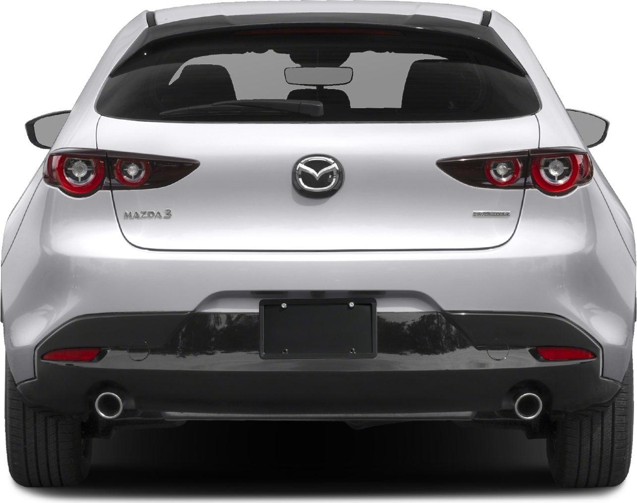 Rear view of a hatchback with dual exhausts and distinctive taillights