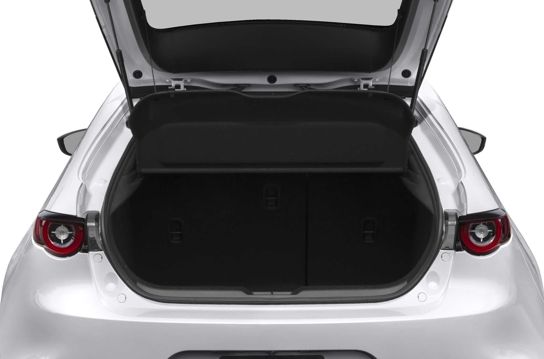 Open rear trunk and cargo space of a modern hatchback