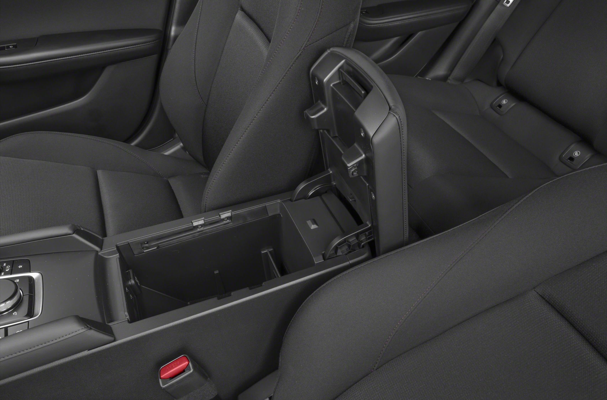 Spacious center console storage in modern car interior