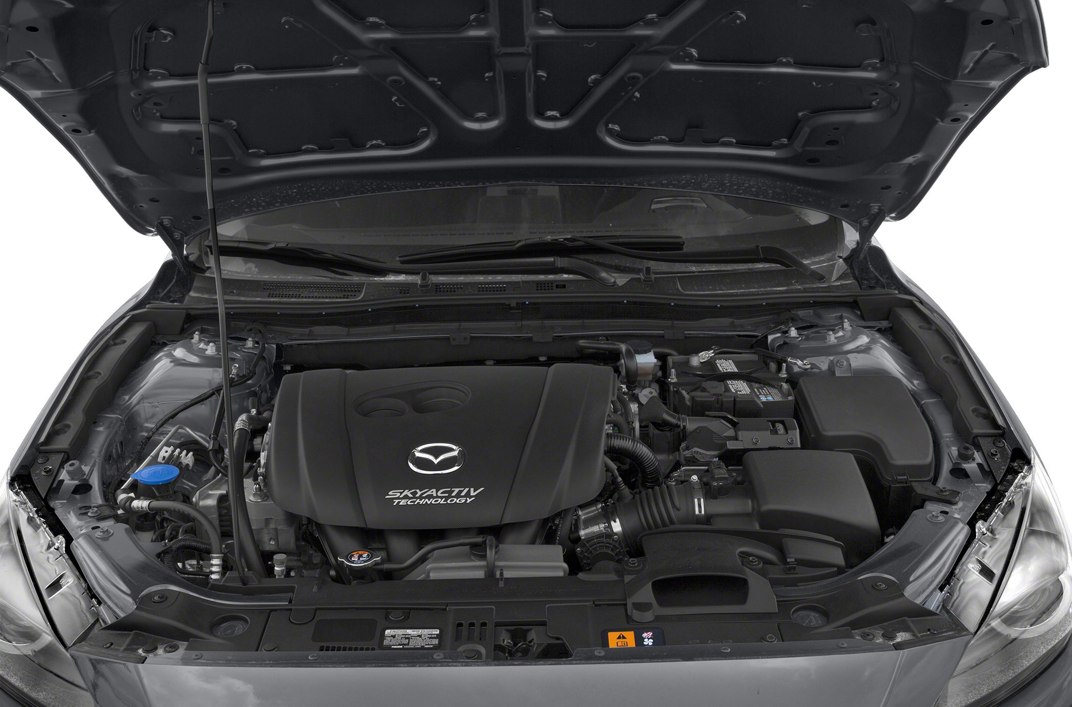 Engine bay with Skyactiv technology cover in a hatchback