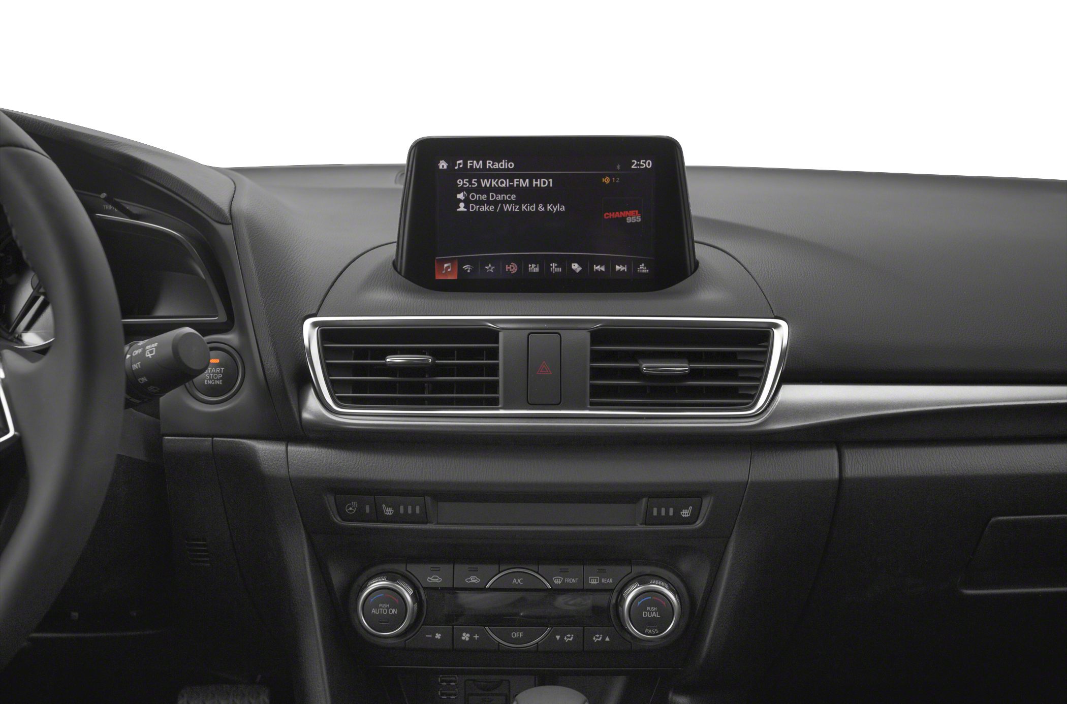 Dashboard with infotainment screen and dual-zone climate controls