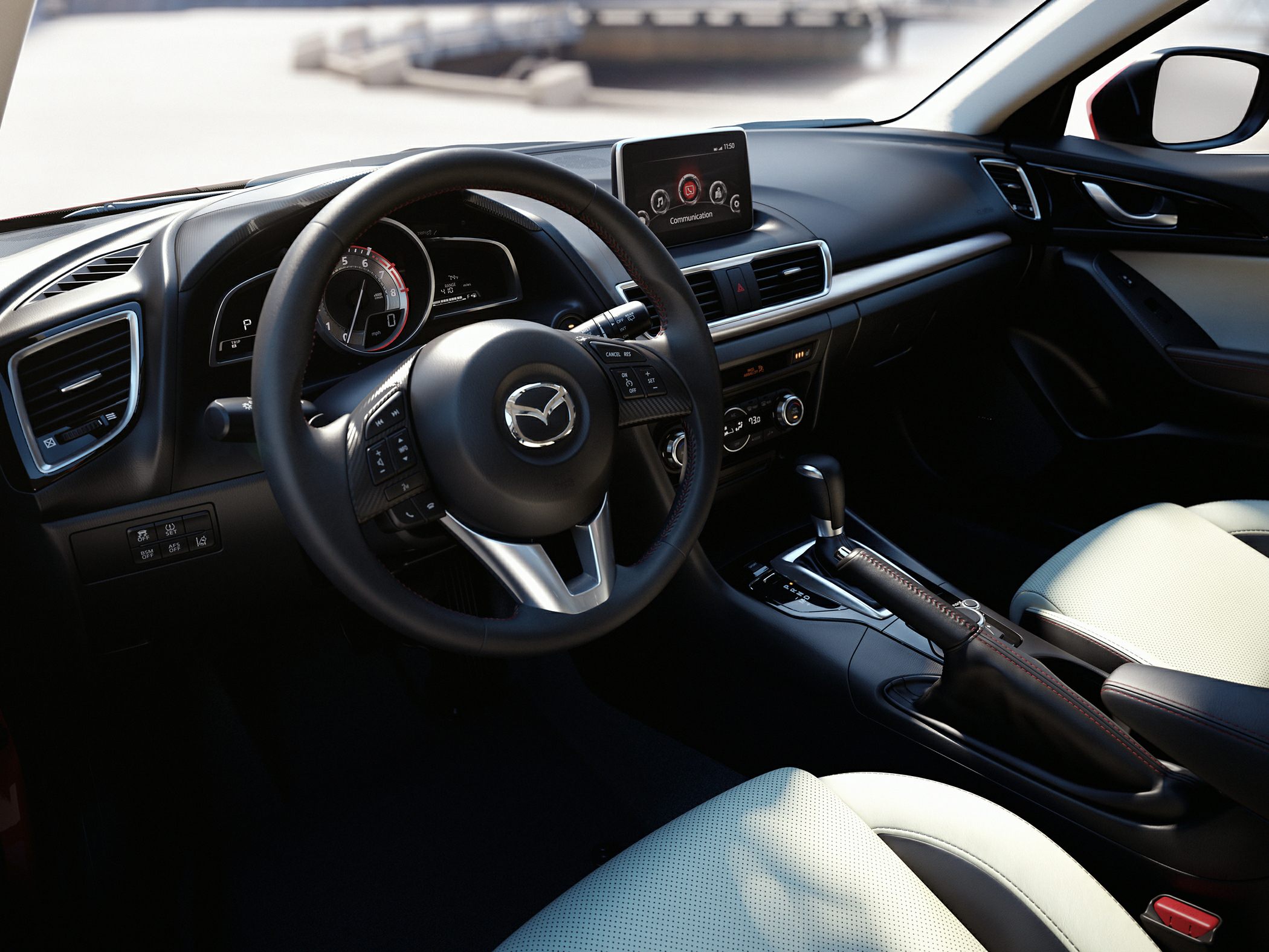 Dashboard and multifunction steering wheel with center console