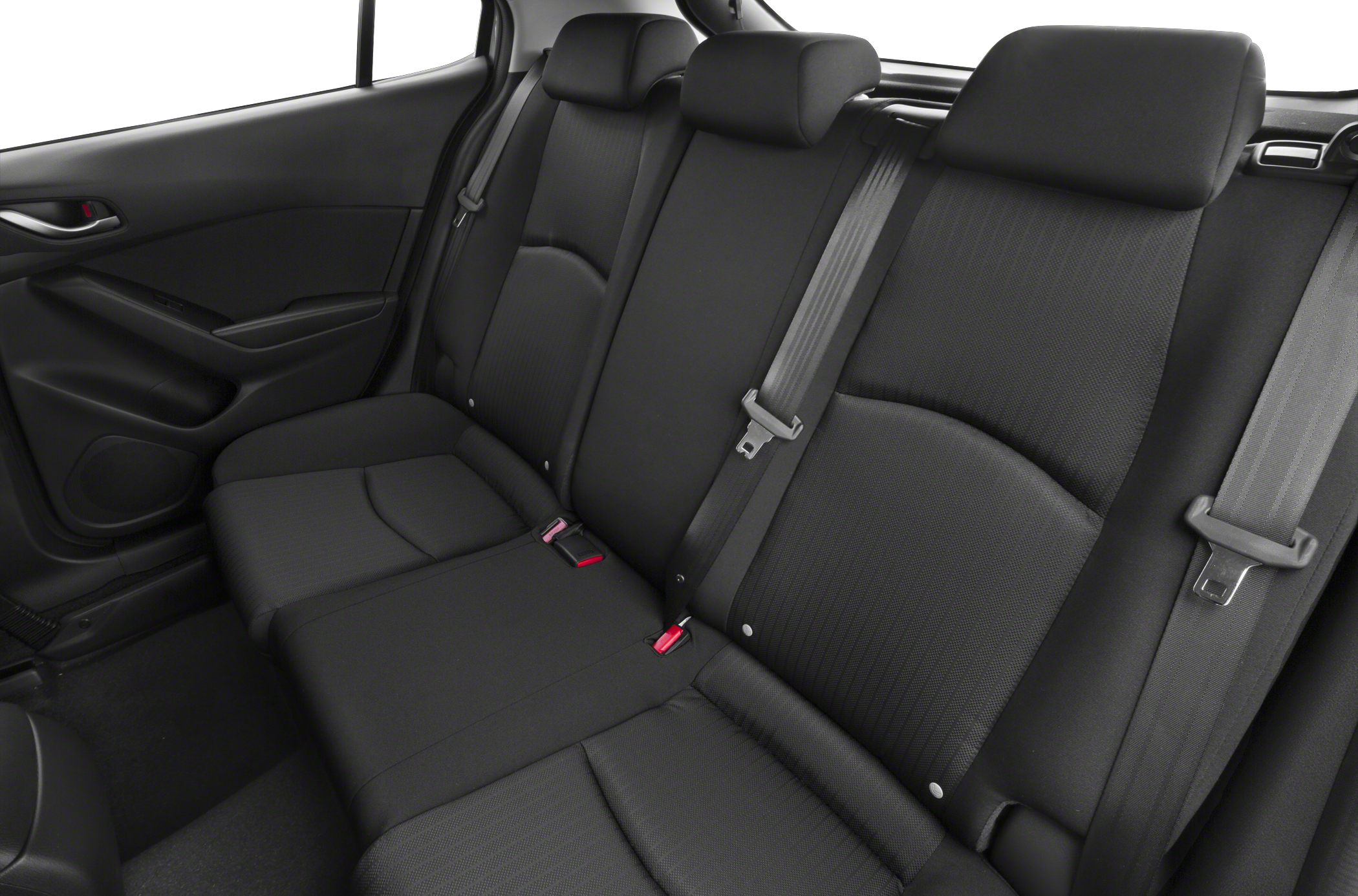 Black fabric rear seats with headrests and seat belts