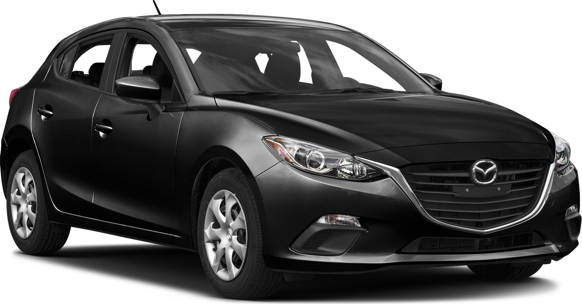 Front side view of hatchback with distinctive headlights and grille