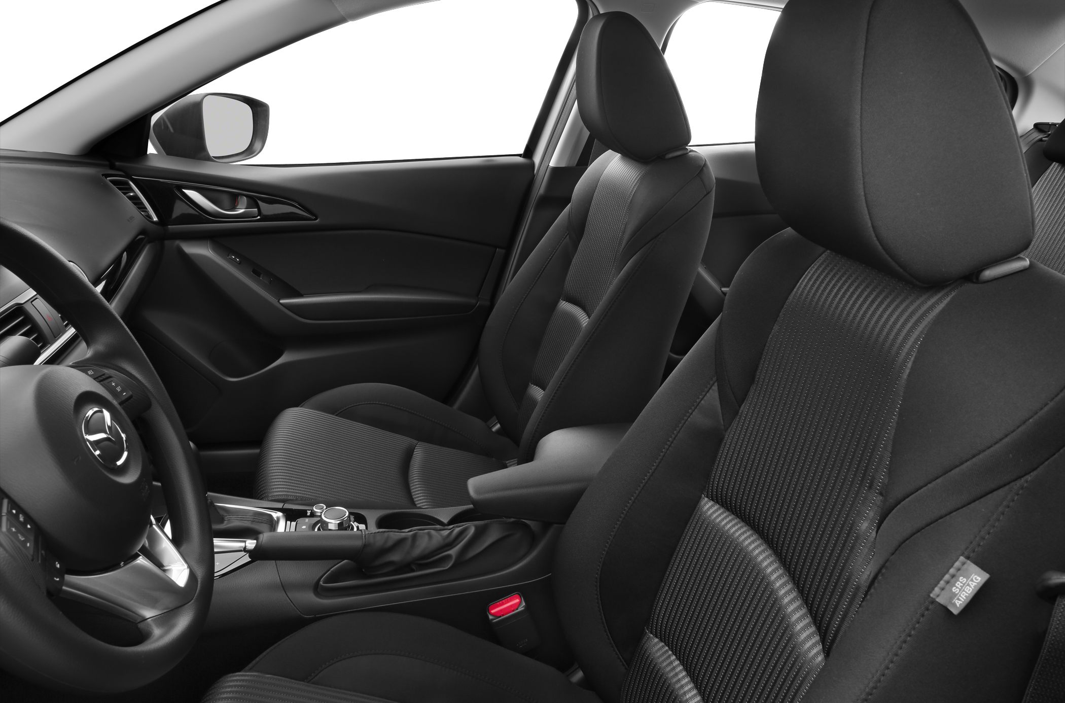 Front interior with detailed seats, steering wheel, and center console