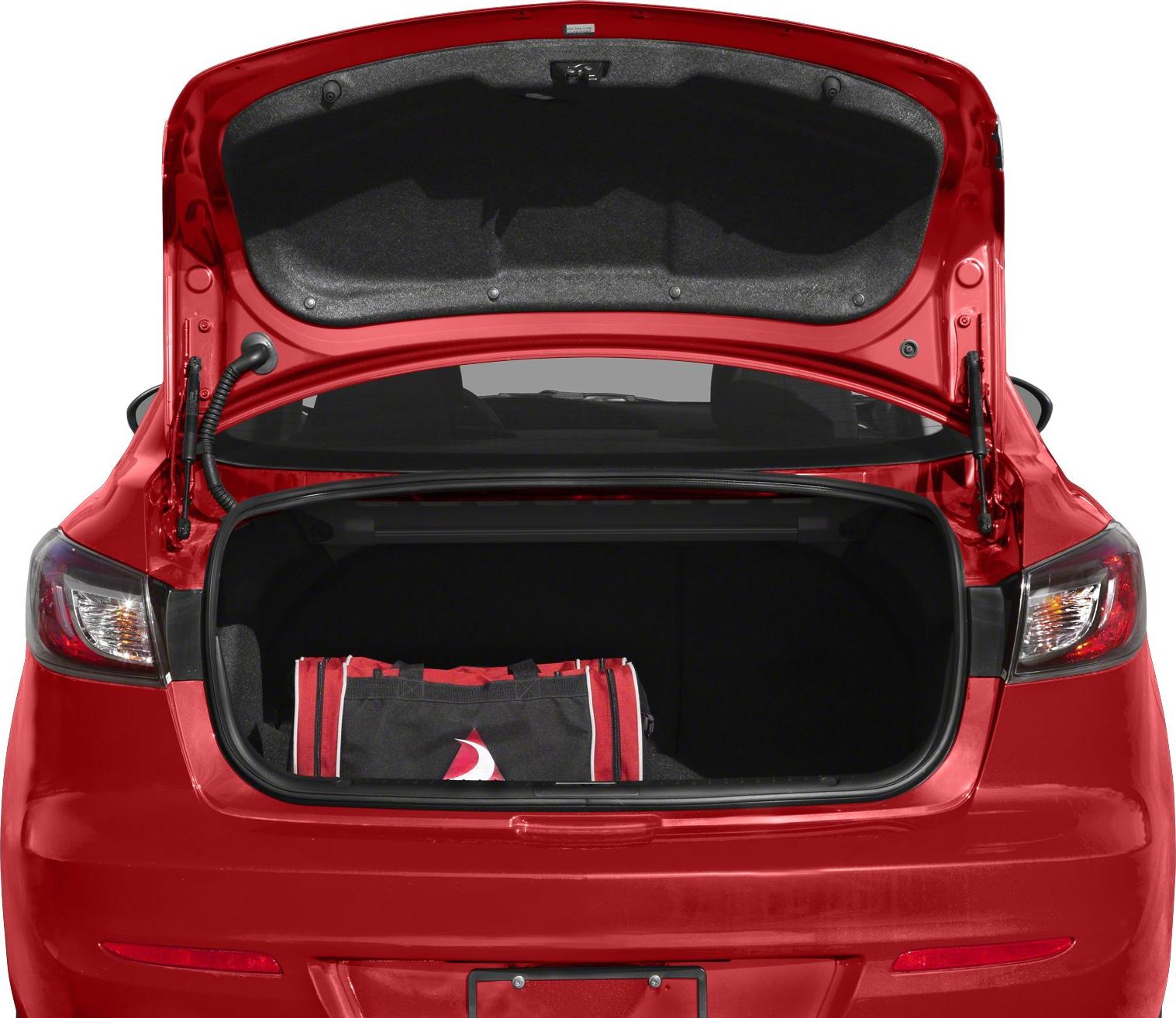 Open trunk showing spacious cargo area with a bag inside