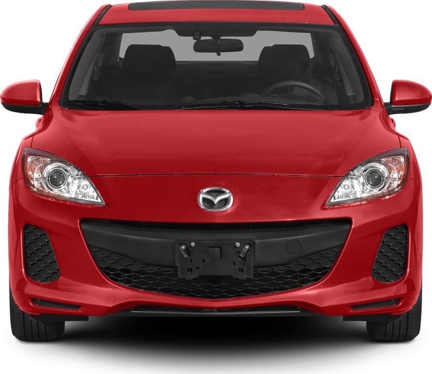 Front view with distinctive headlights and large grille