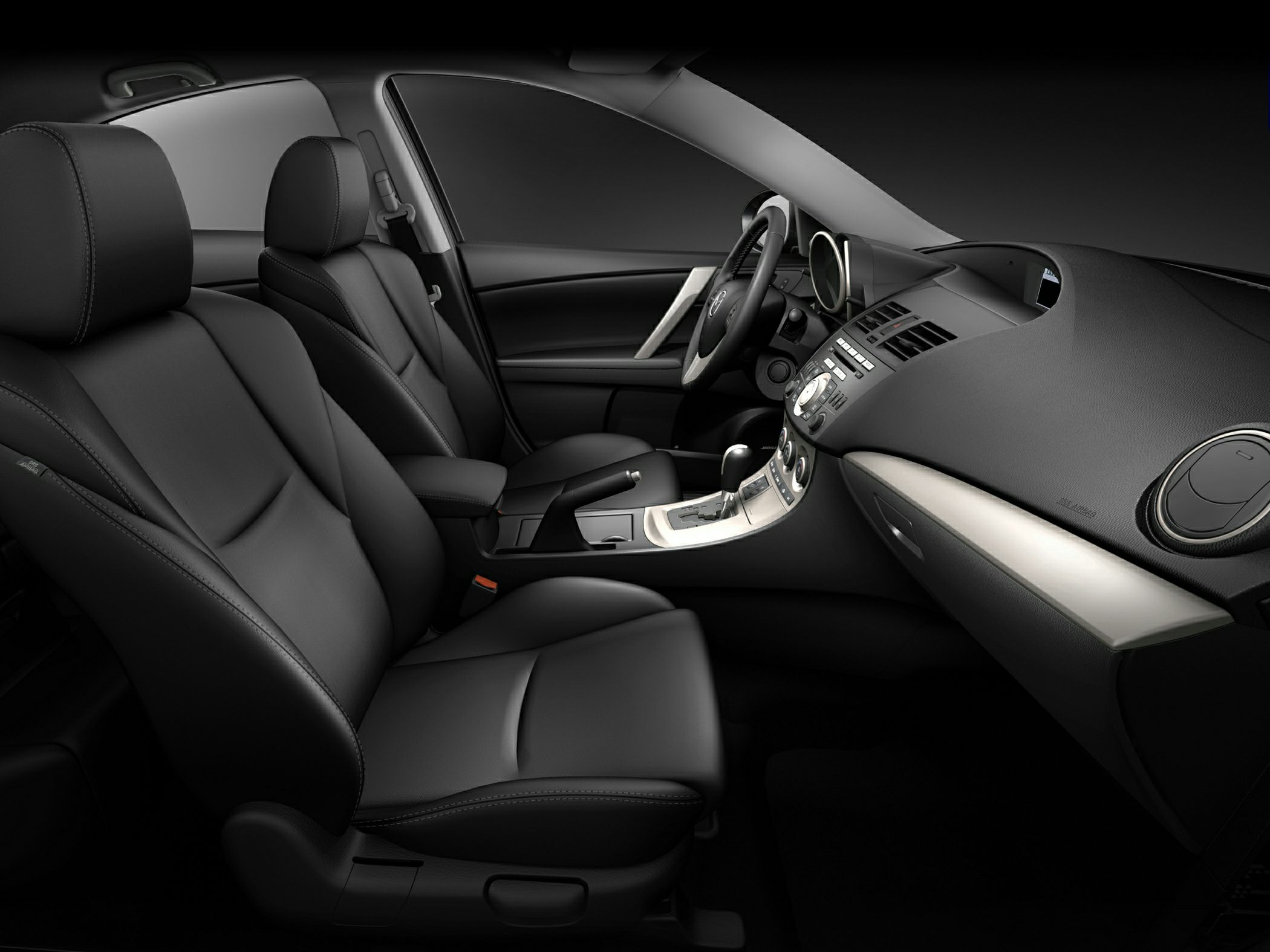 Black leather interior seats and dashboard with automatic transmission