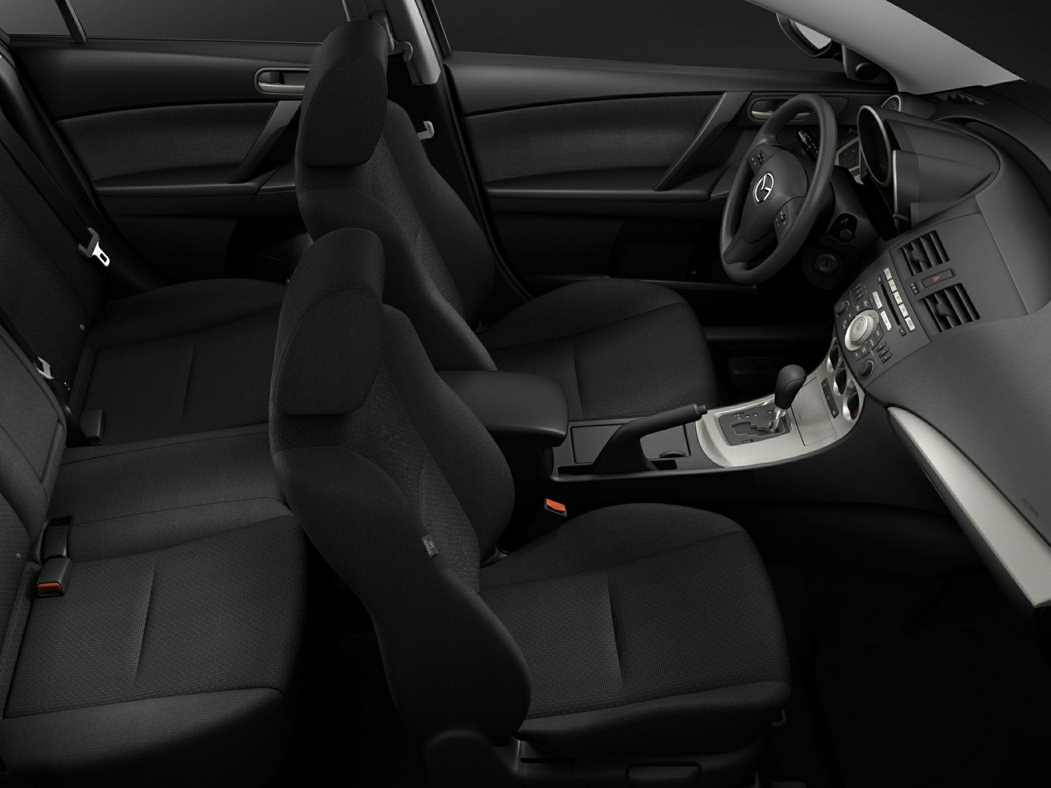 Front and rear seats, dashboard, center console with automatic gear shift