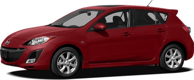 Red compact hatchback with sleek headlights and five-spoke wheels