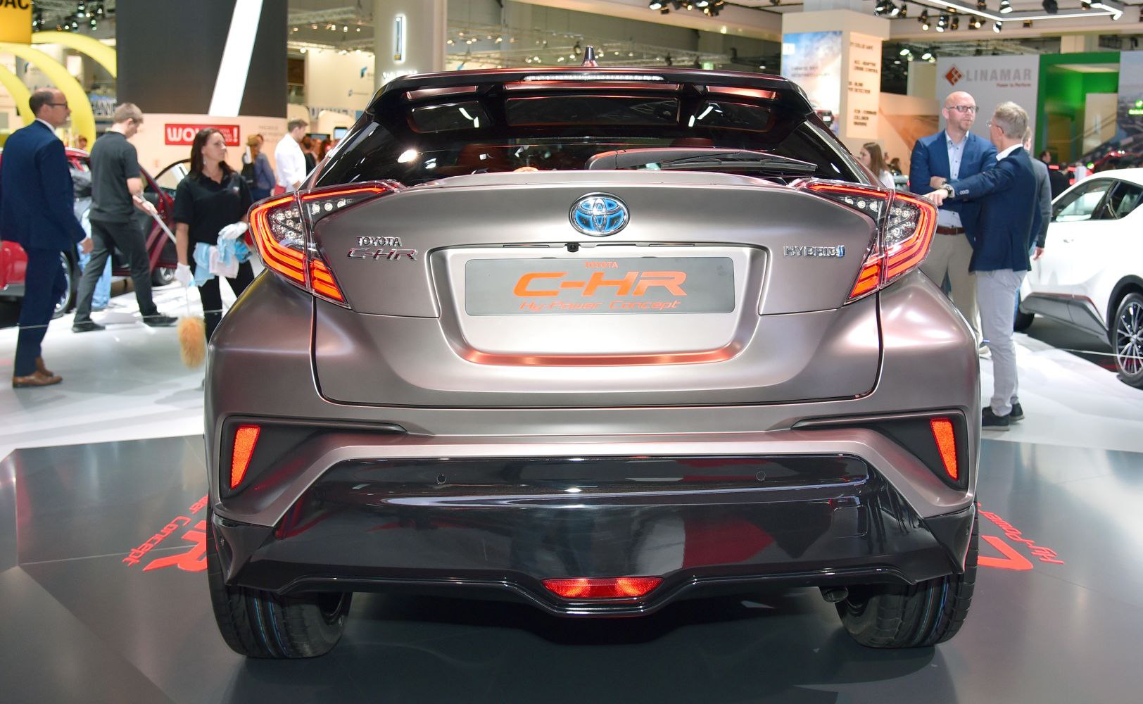 Rear view of hybrid concept with distinctive taillights and aggressive bumper