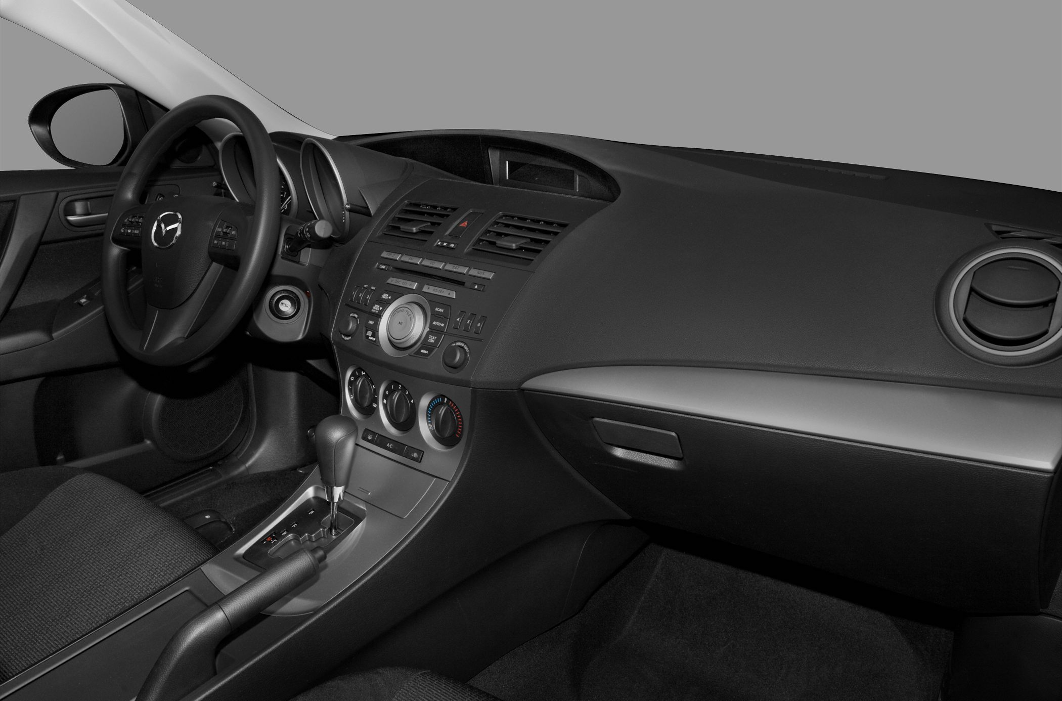 dashboard, steering wheel, center console interior view