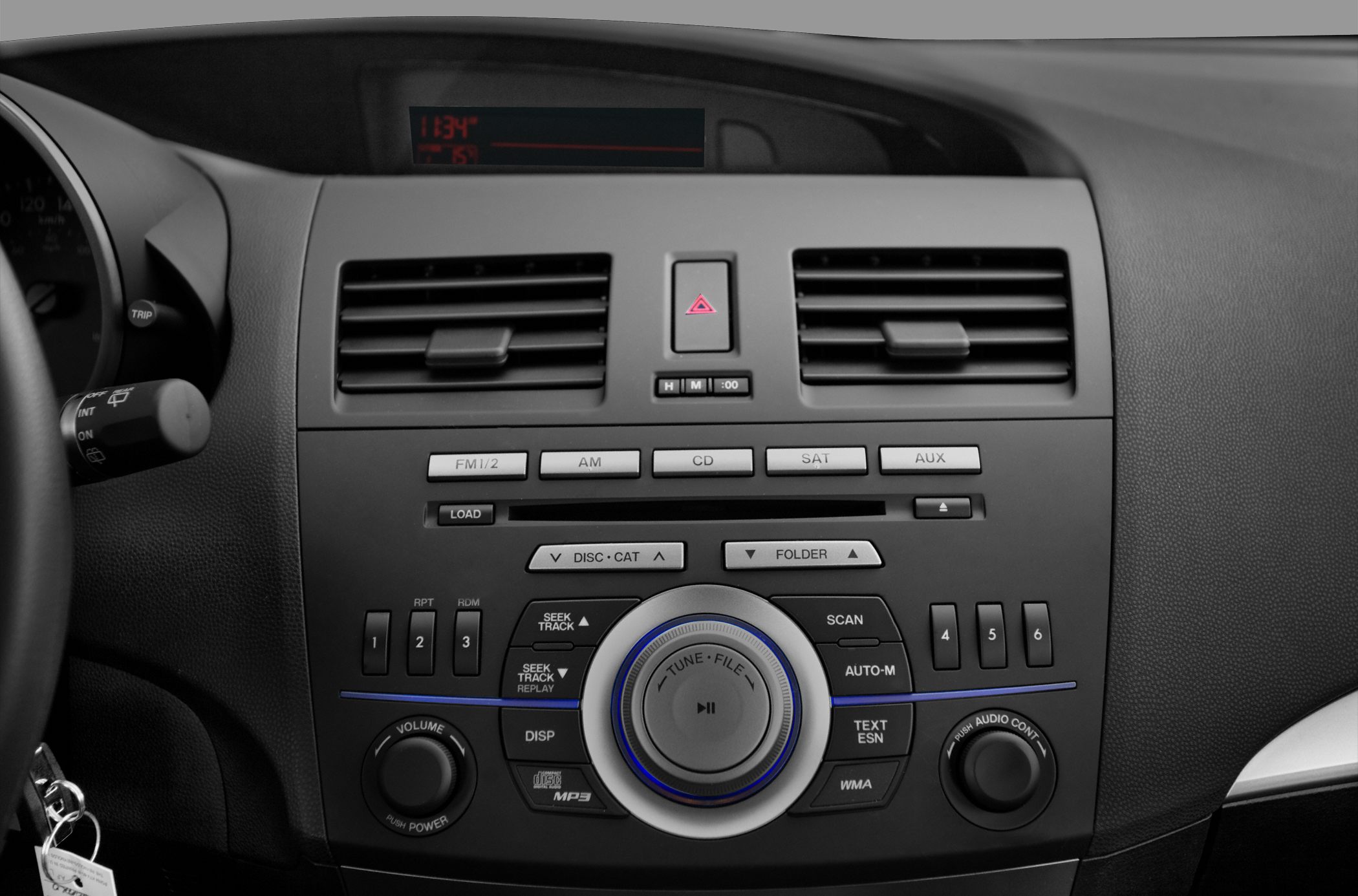 Center console with audio and climate control vents