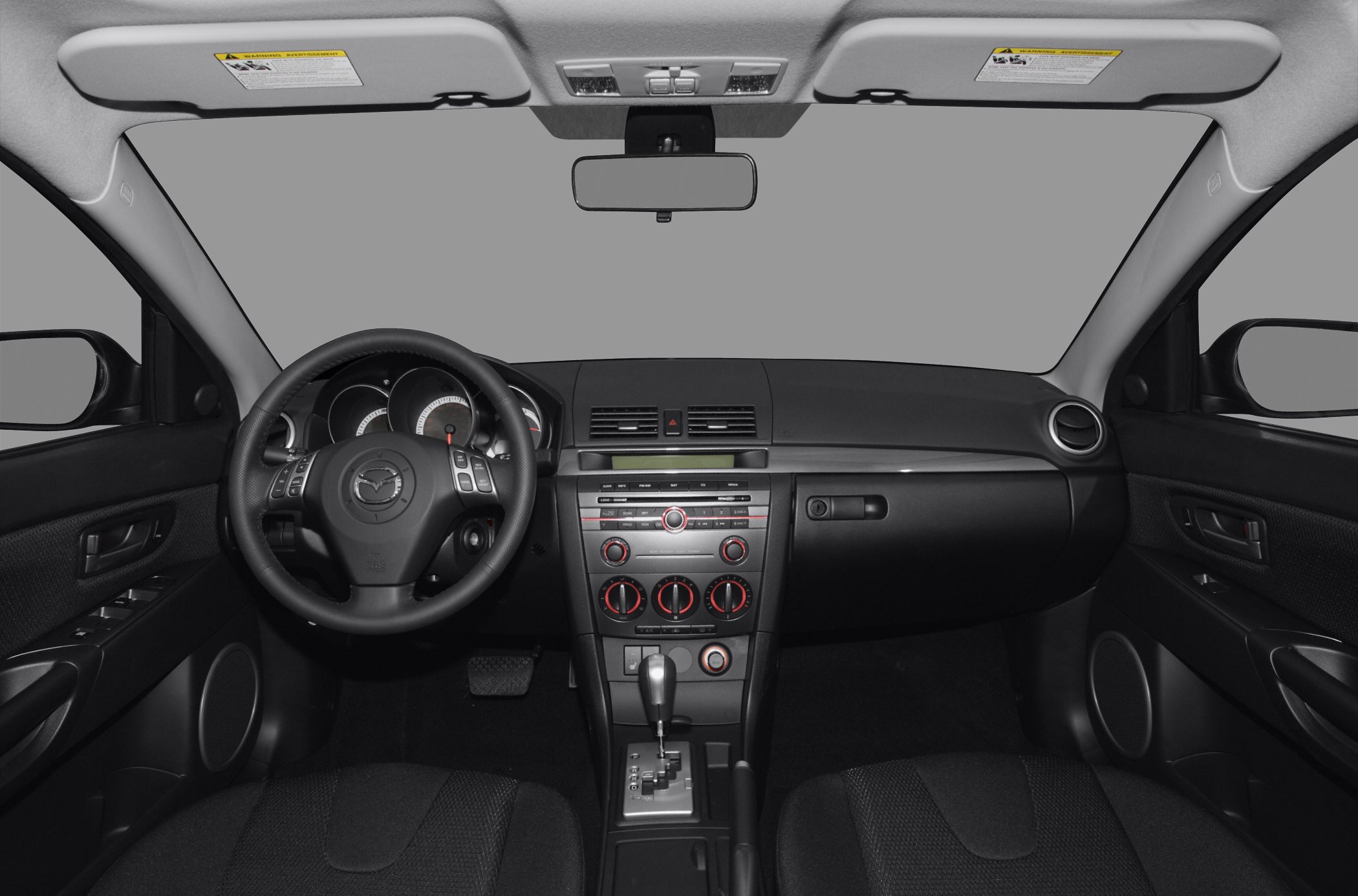 Dashboard and steering wheel with gear shift and controls