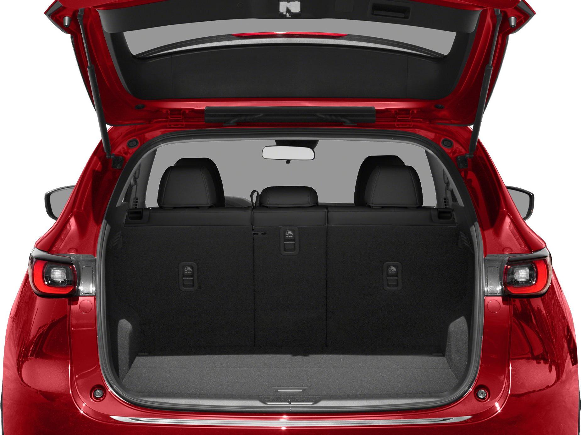 Spacious rear cargo area with open hatch and split-fold rear seats