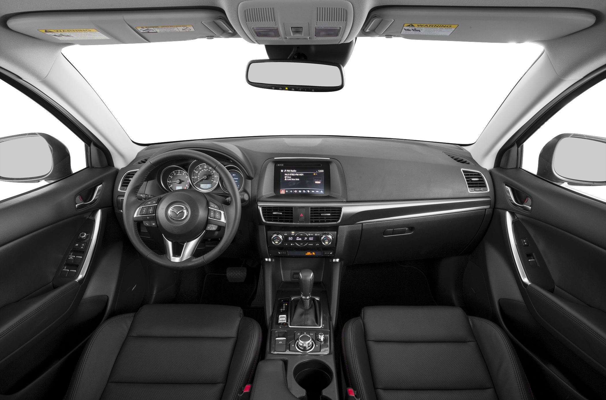 Interior dashboard with steering wheel and infotainment system