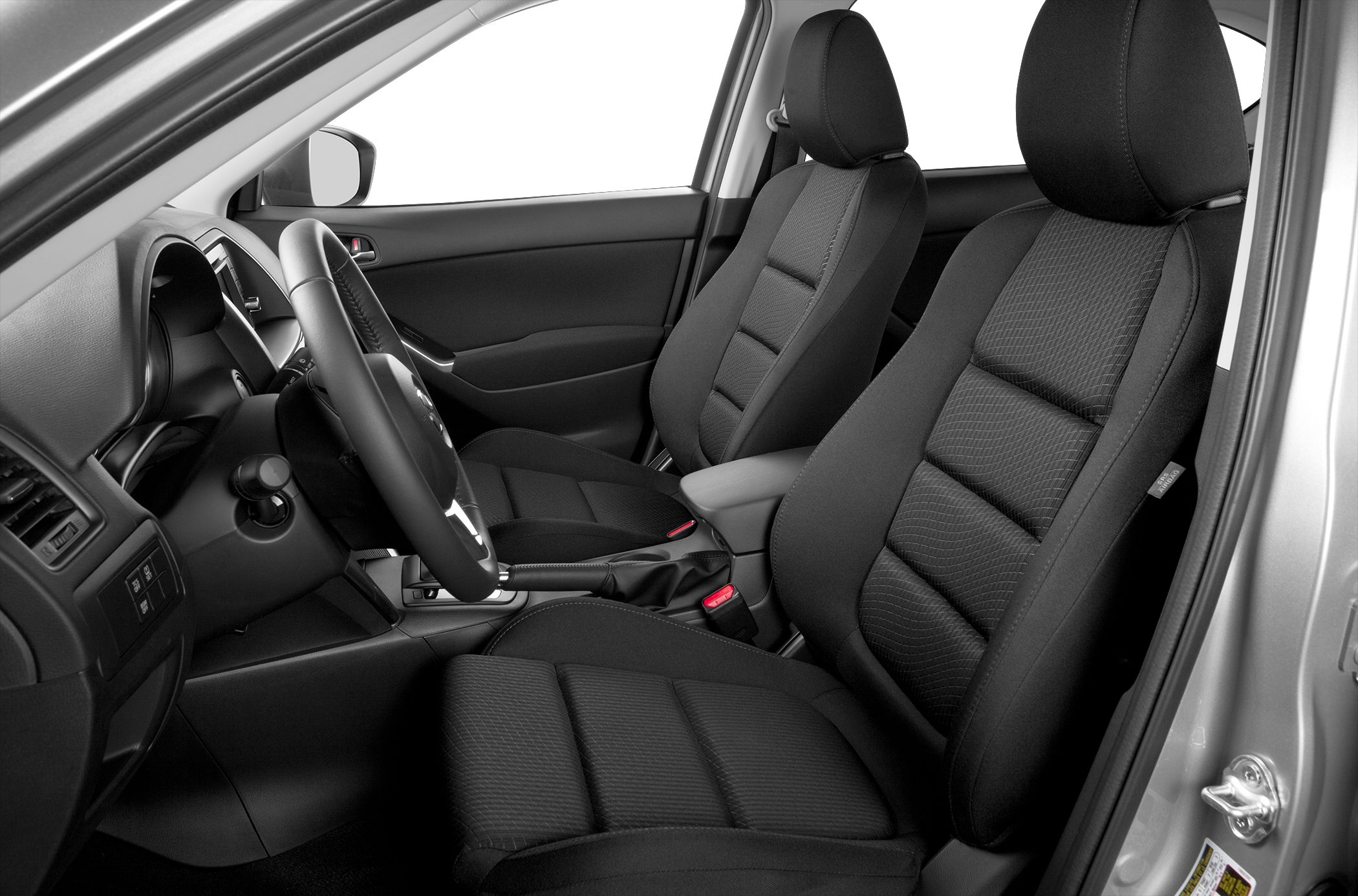 Front fabric seats and interior upholstery with steering wheel of 2013 SUV