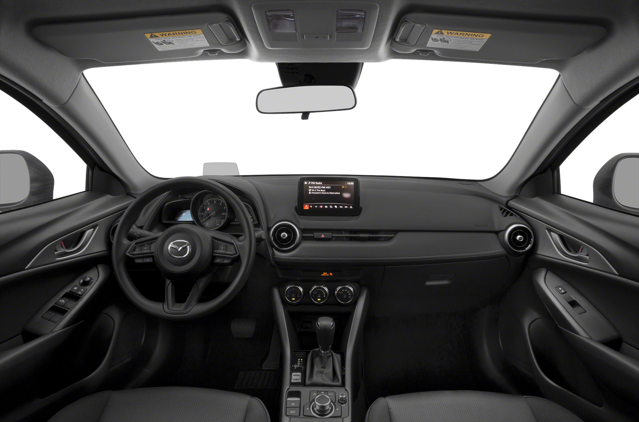 Dashboard and multifunction steering wheel in modern car interior